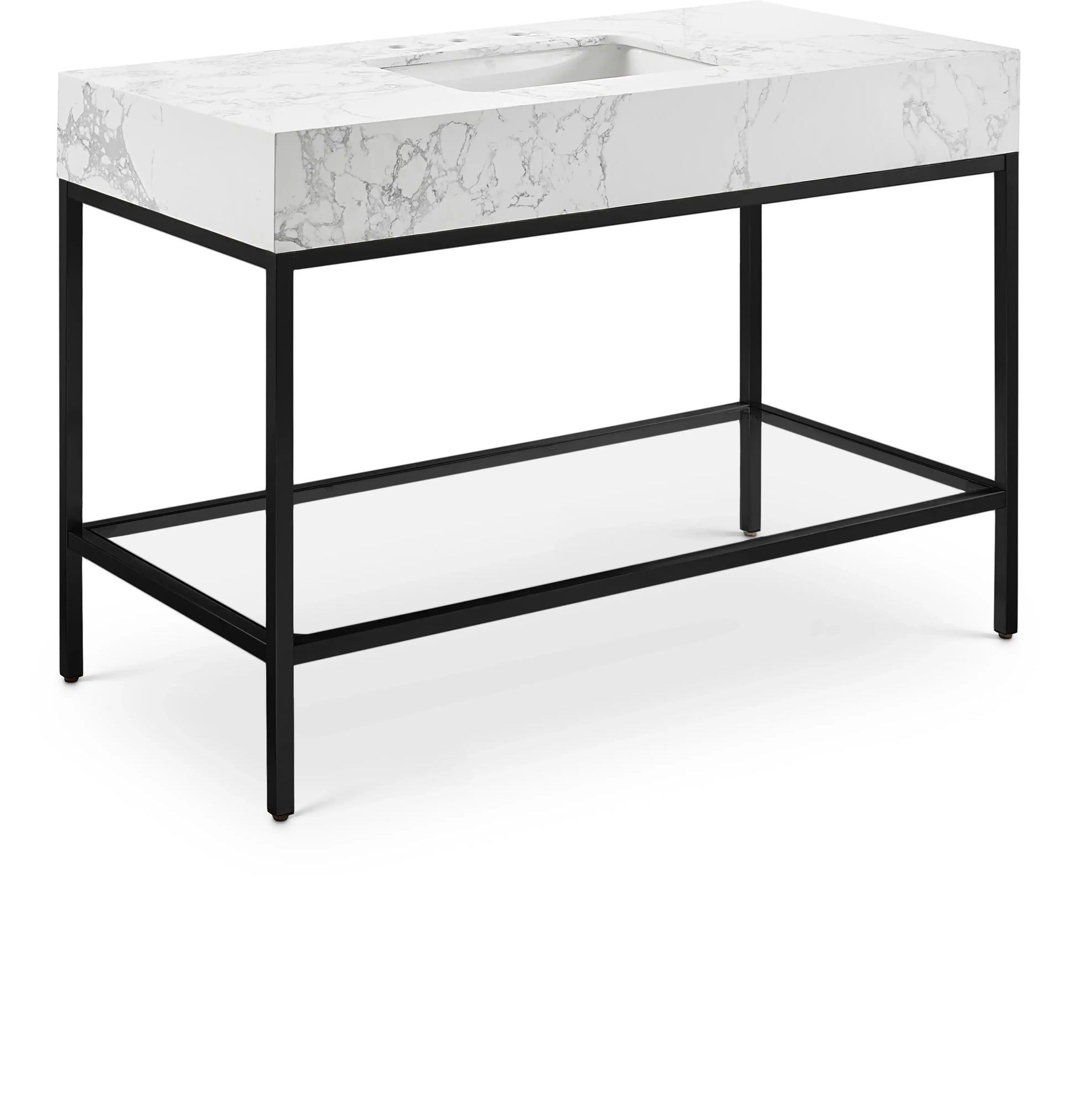 Marmo - Engineered Marble Bathroom Vanity With Black Base - Best Buy Furniture