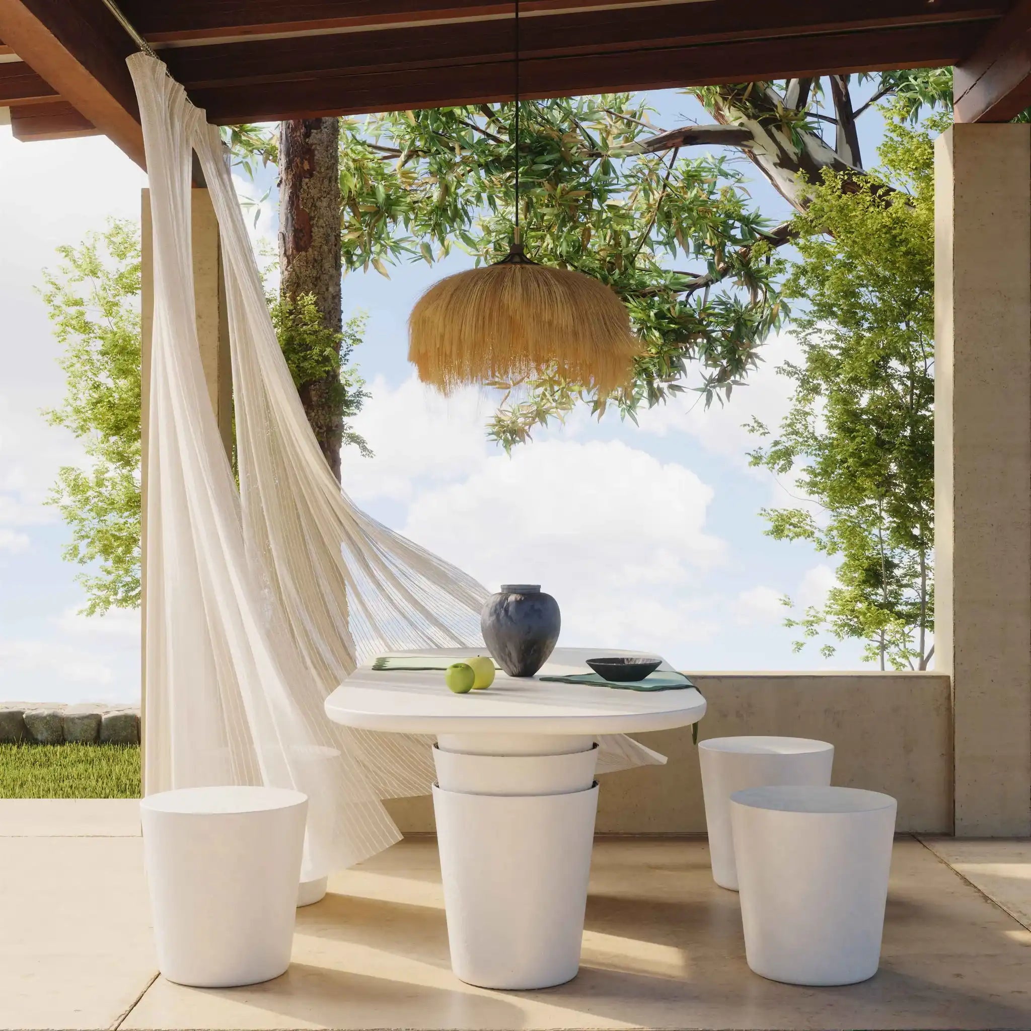 Margot - Faux Plaster Indoor / Outdoor Concrete Dining Table - Light Gray