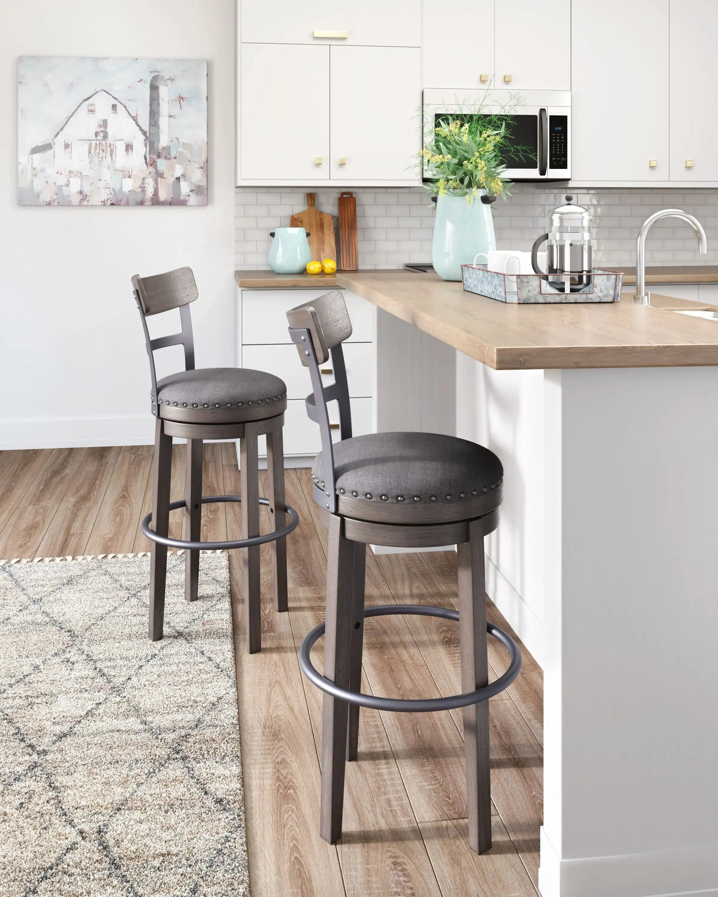 Caitbrook - Tall UPH Swivel Barstool - Gray - Best Buy Furniture
