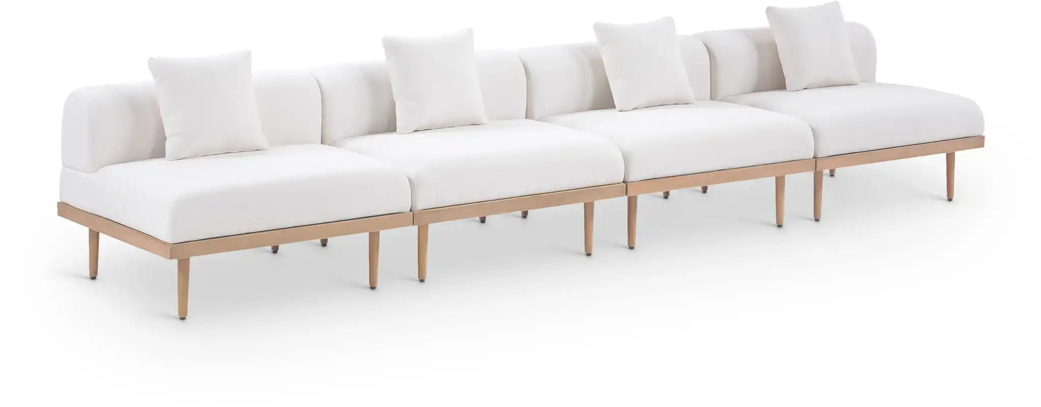 Laguna - 4 Piece 142" Upholstered Outdoor Patio Modular Armless Sofa - Best Buy Furniture