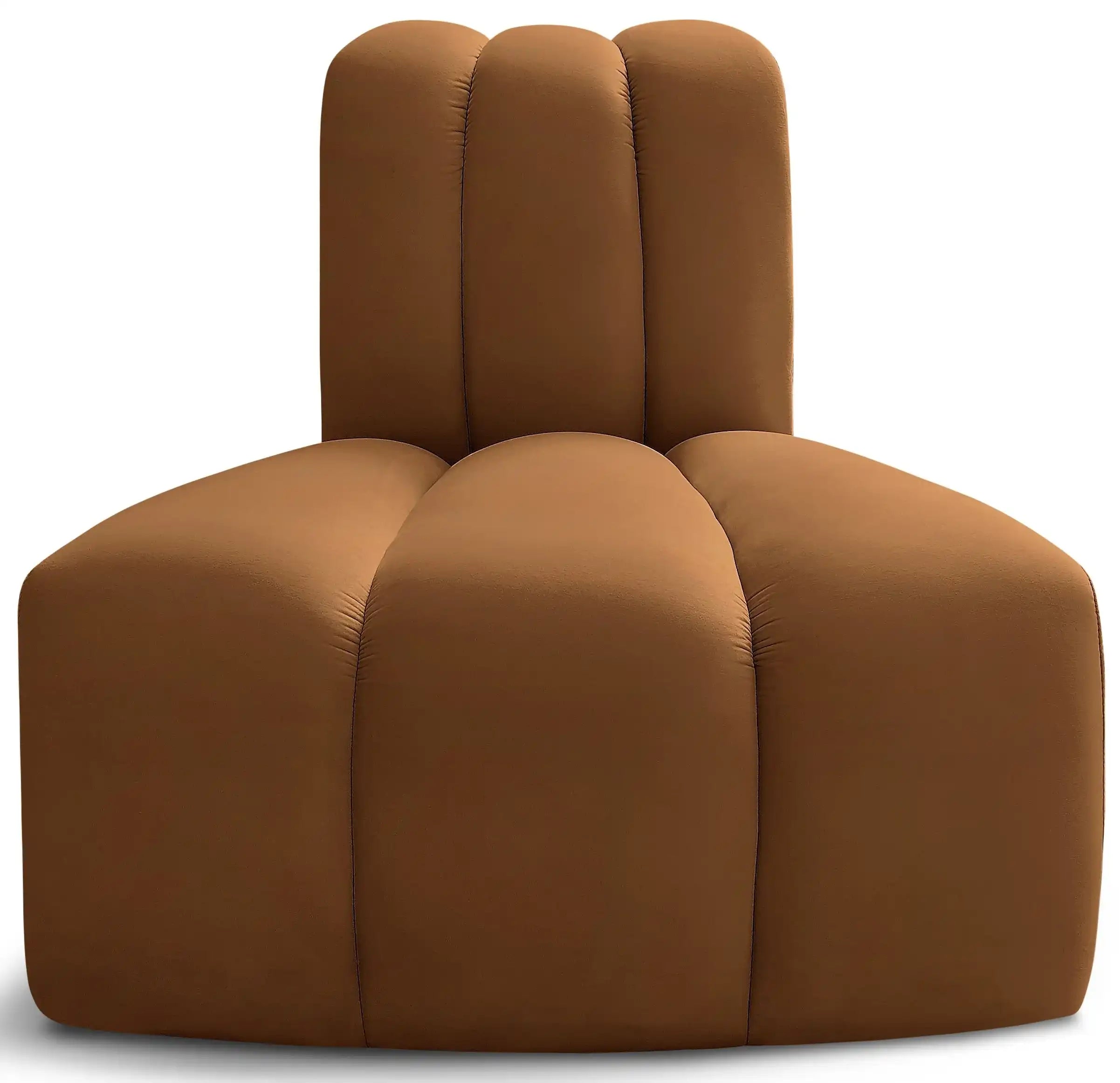 Arc - Velvet Reverse Corner Chair - Saddle - Best Buy Furniture