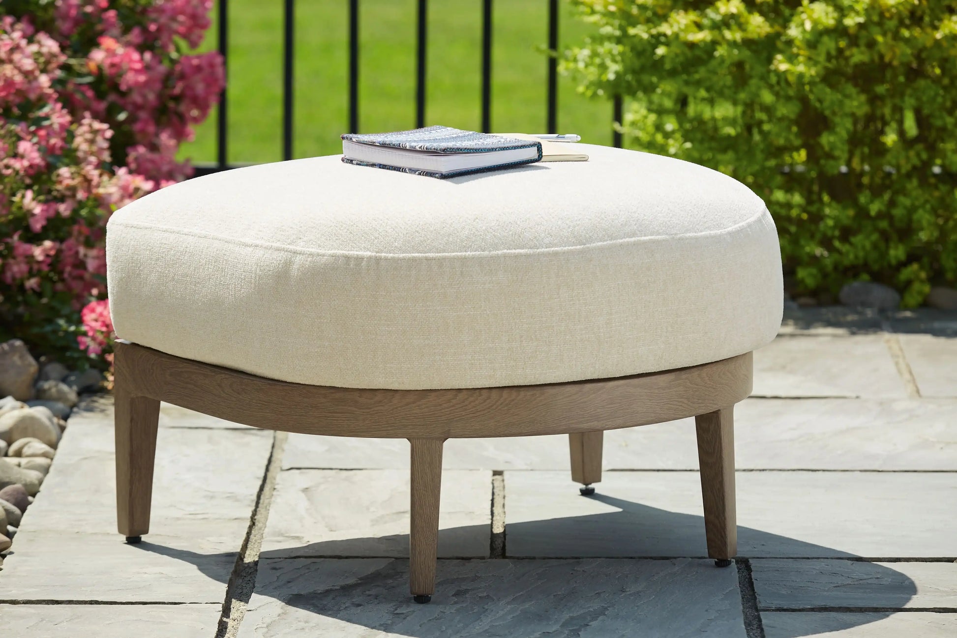 Serene Bay - Ottoman With Cushion - Dark Brown / White - Best Buy Furniture