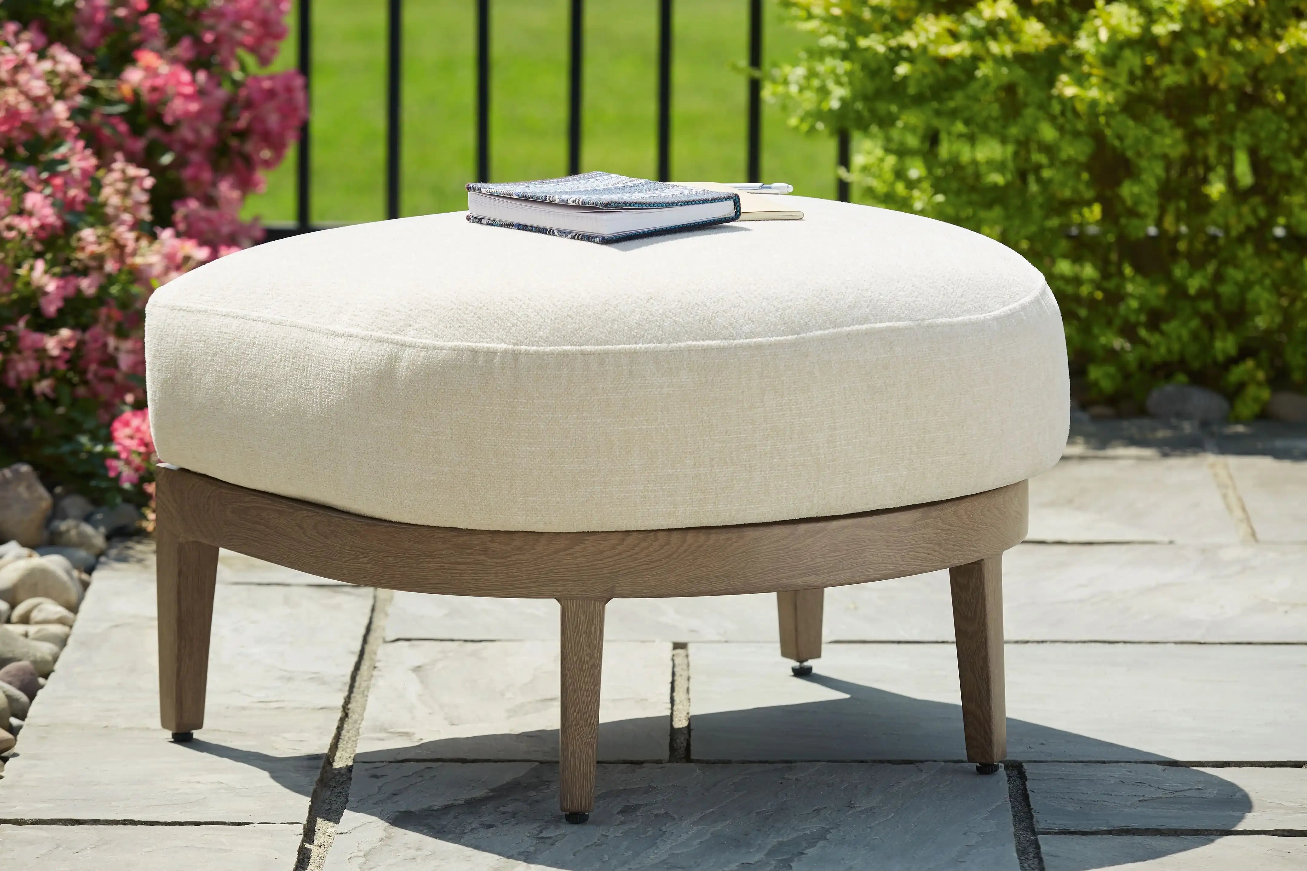 Serene Bay - Ottoman With Cushion - Dark Brown / White - Best Buy Furniture