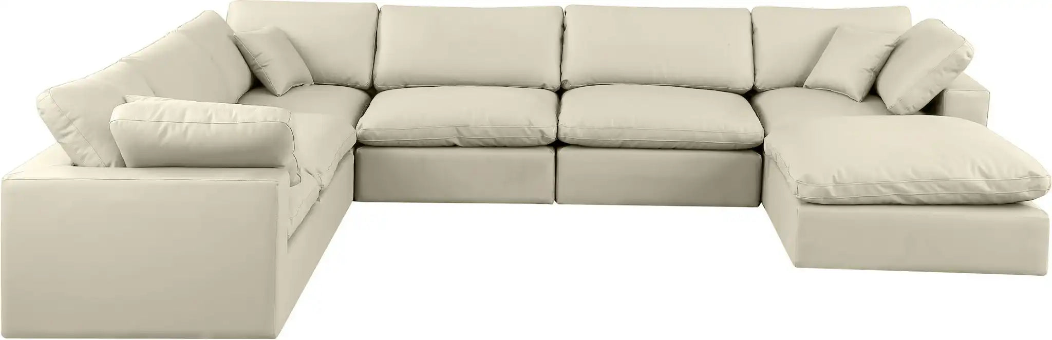 Comfy - 7 Piece Faux Leather Modular Sectional With Chaise