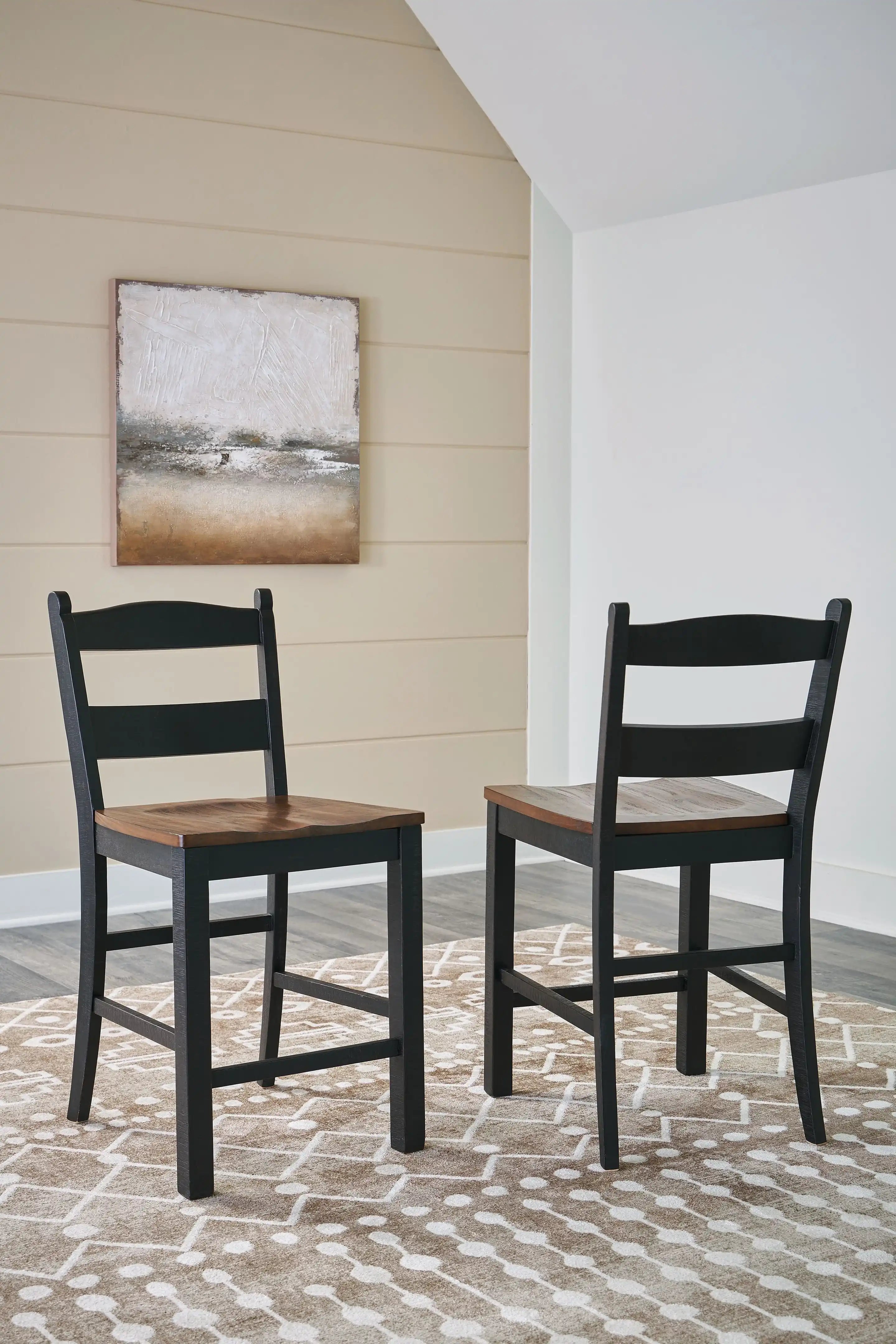 Valebeck - Barstool (Set of 2) - Black / Brown - Best Buy Furniture