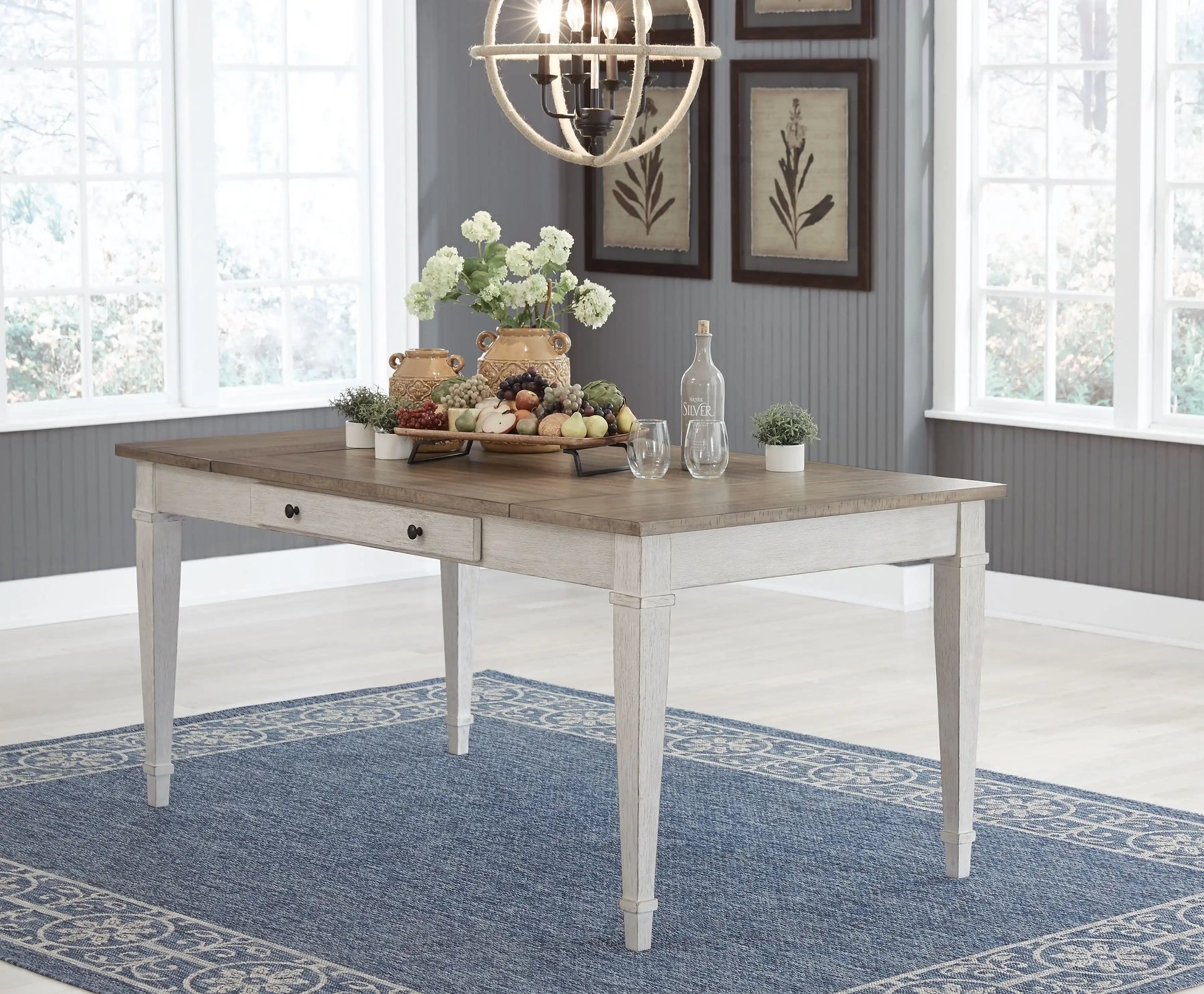 Skempton - RECT DRM Table w/Storage - White - Best Buy Furniture