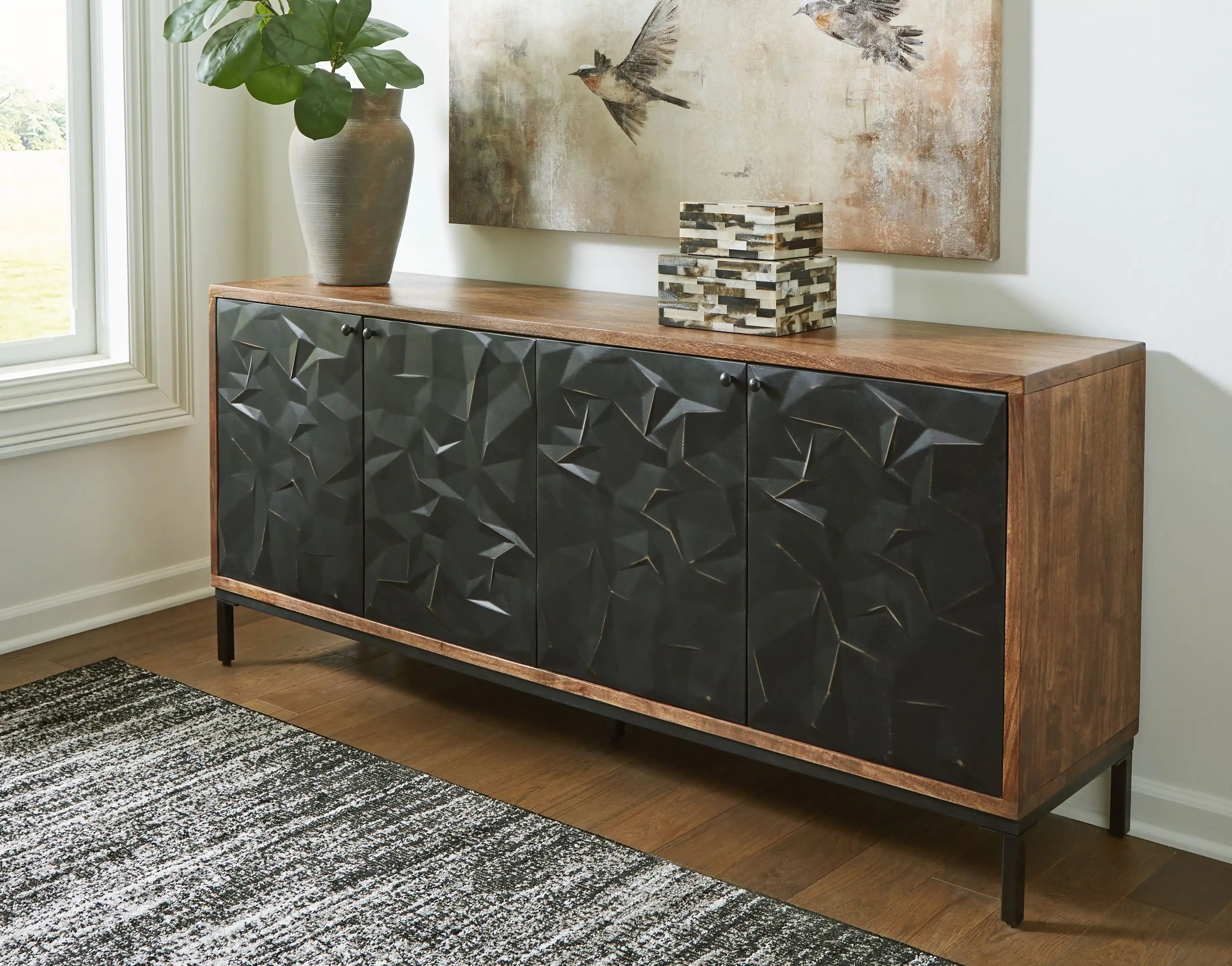 Dorannby - Accent Cabinet - Black / Brown - Best Buy Furniture