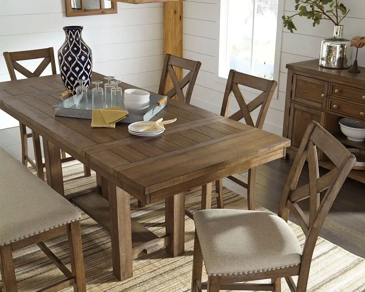 Moriville - Rectangular Dining Room Counter Extension Table - Grayish Brown - Best Buy Furniture