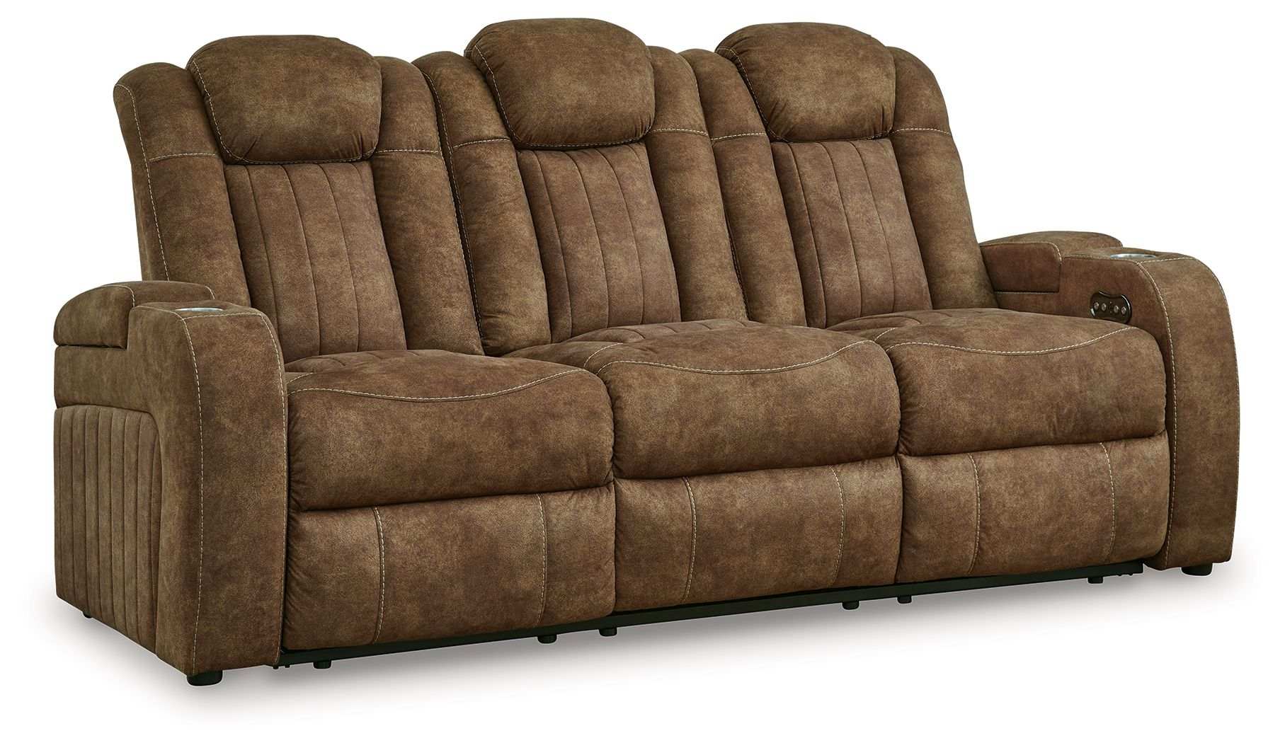 Wolfridge - Power Reclining Sofa With Adj Headrest - Brindle - Best Buy Furniture