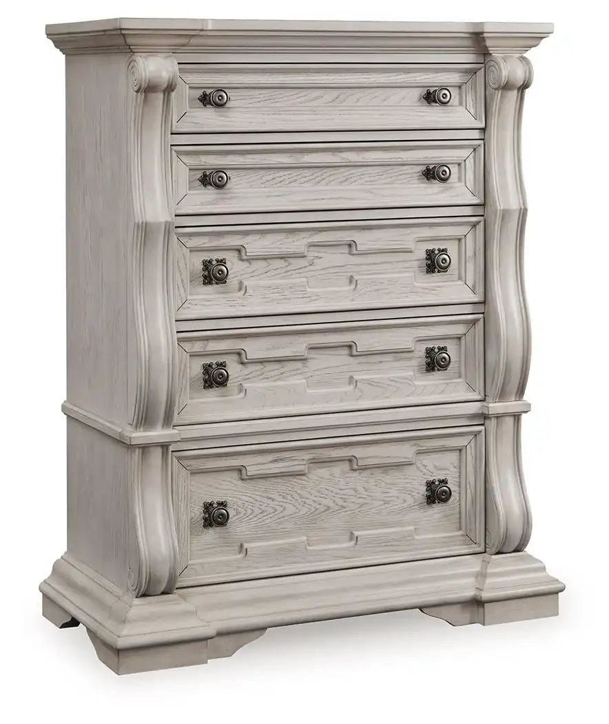 Bruchandi - Five Drawer Chest - Antique White - Best Buy Furniture