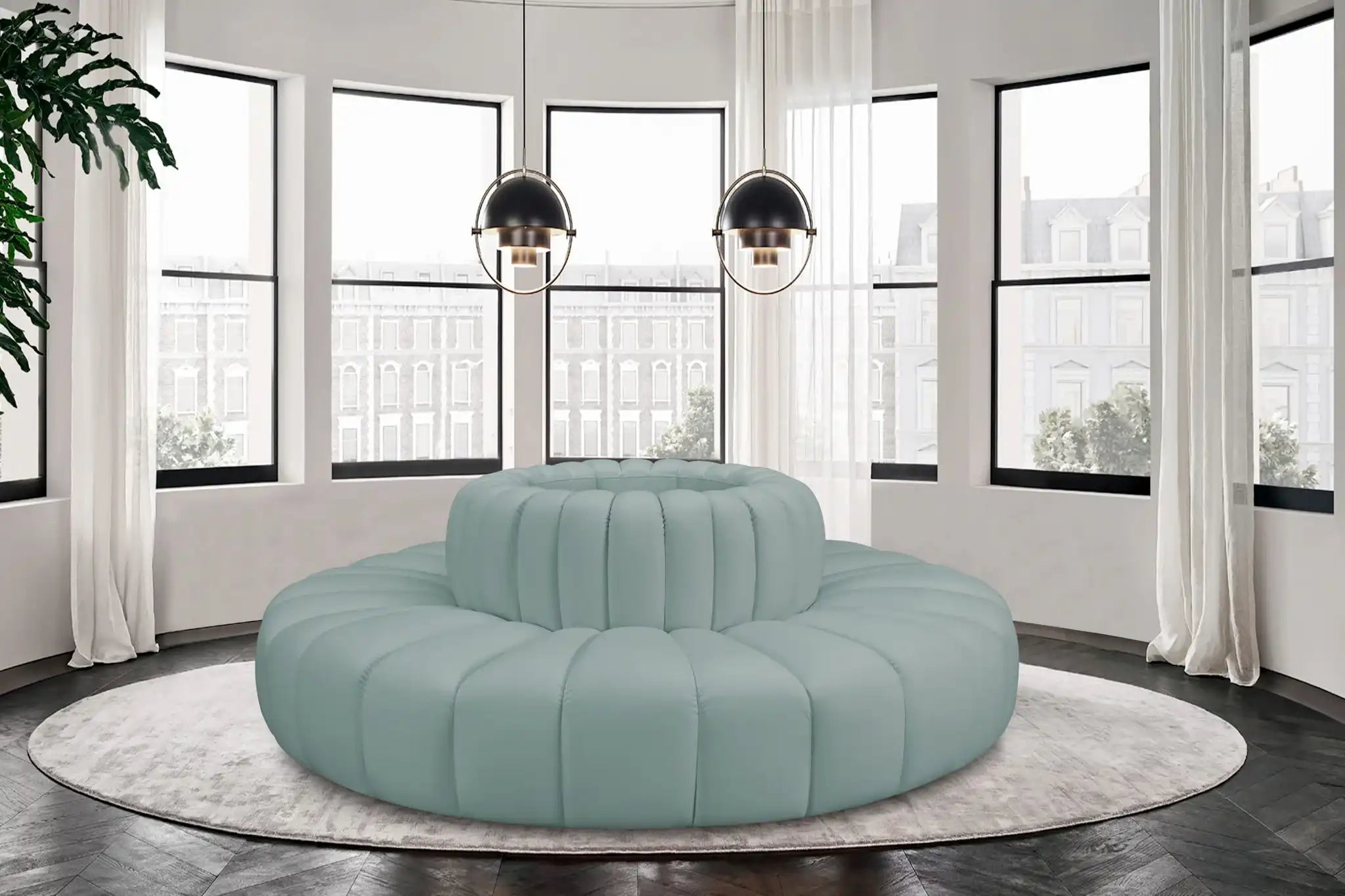 Arc - Faux Leather 8 Piece Round Modular Sofa