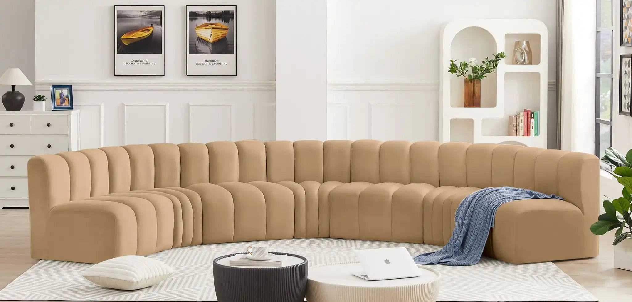 Arc - Velvet 7 Piece U-Shaped Modular Sofa