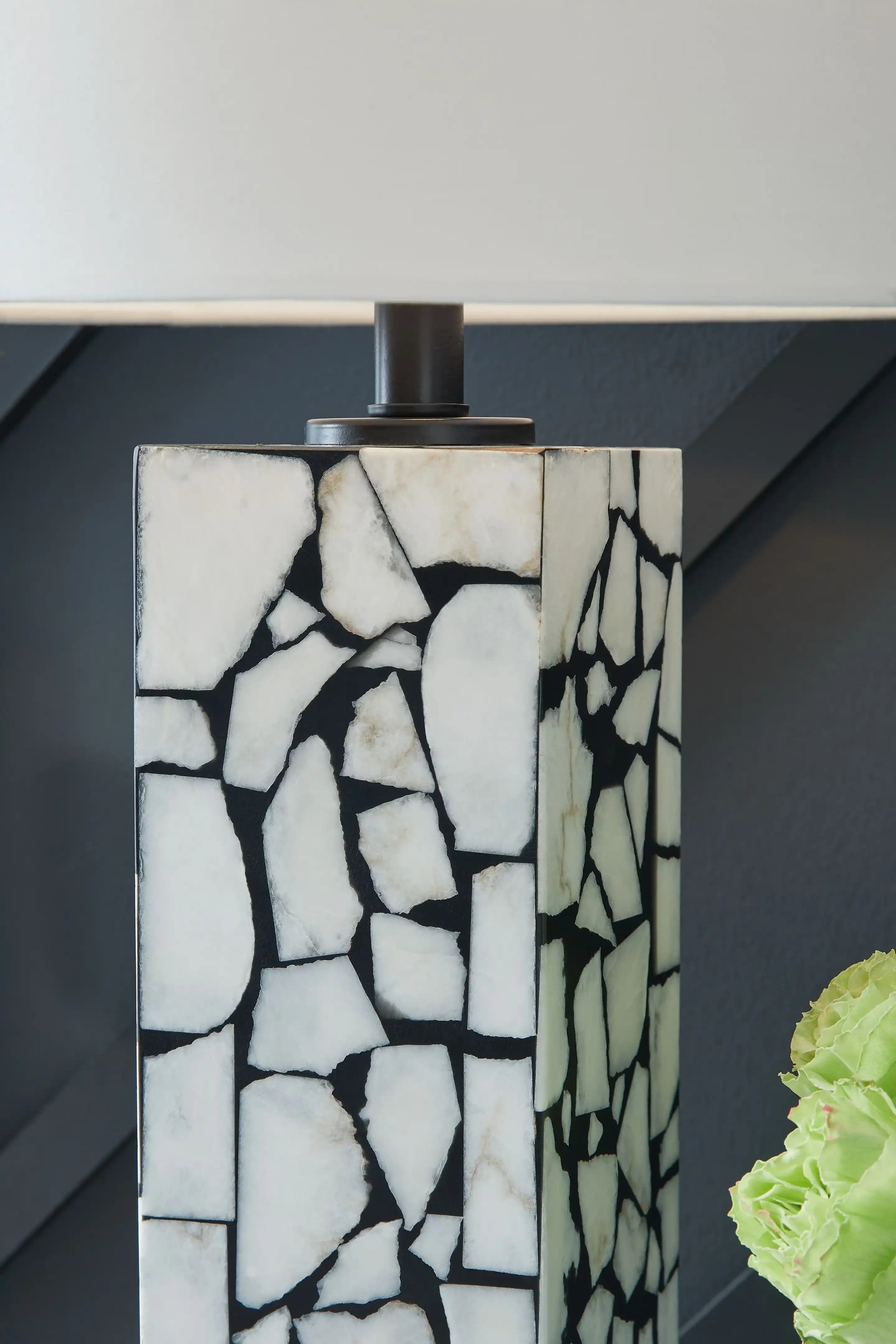 Macaria - Marble Table Lamp - White / Black - Best Buy Furniture