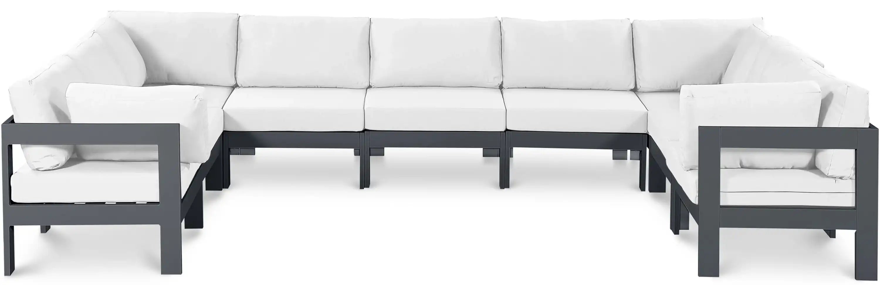 Nizuc - Outdoor Patio 9 Piece Modular Sectional With Gray Frame - Best Buy Furniture