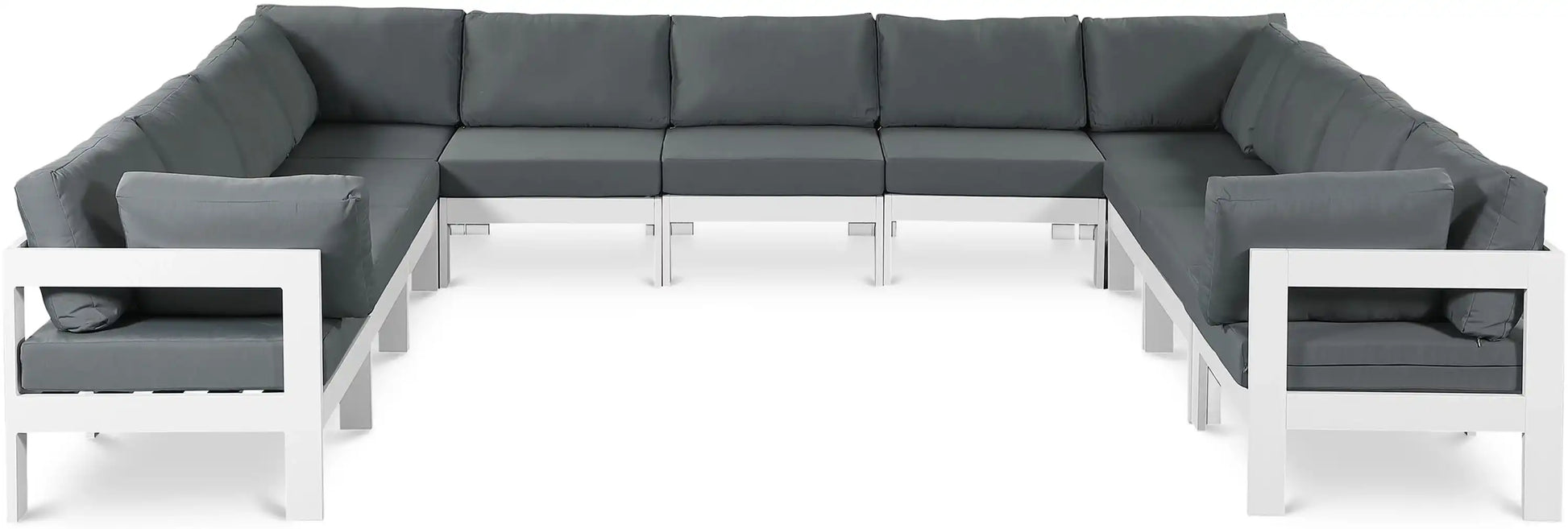 Nizuc - Outdoor Patio 11 Piece Modular Sectional With White Frame - Best Buy Furniture