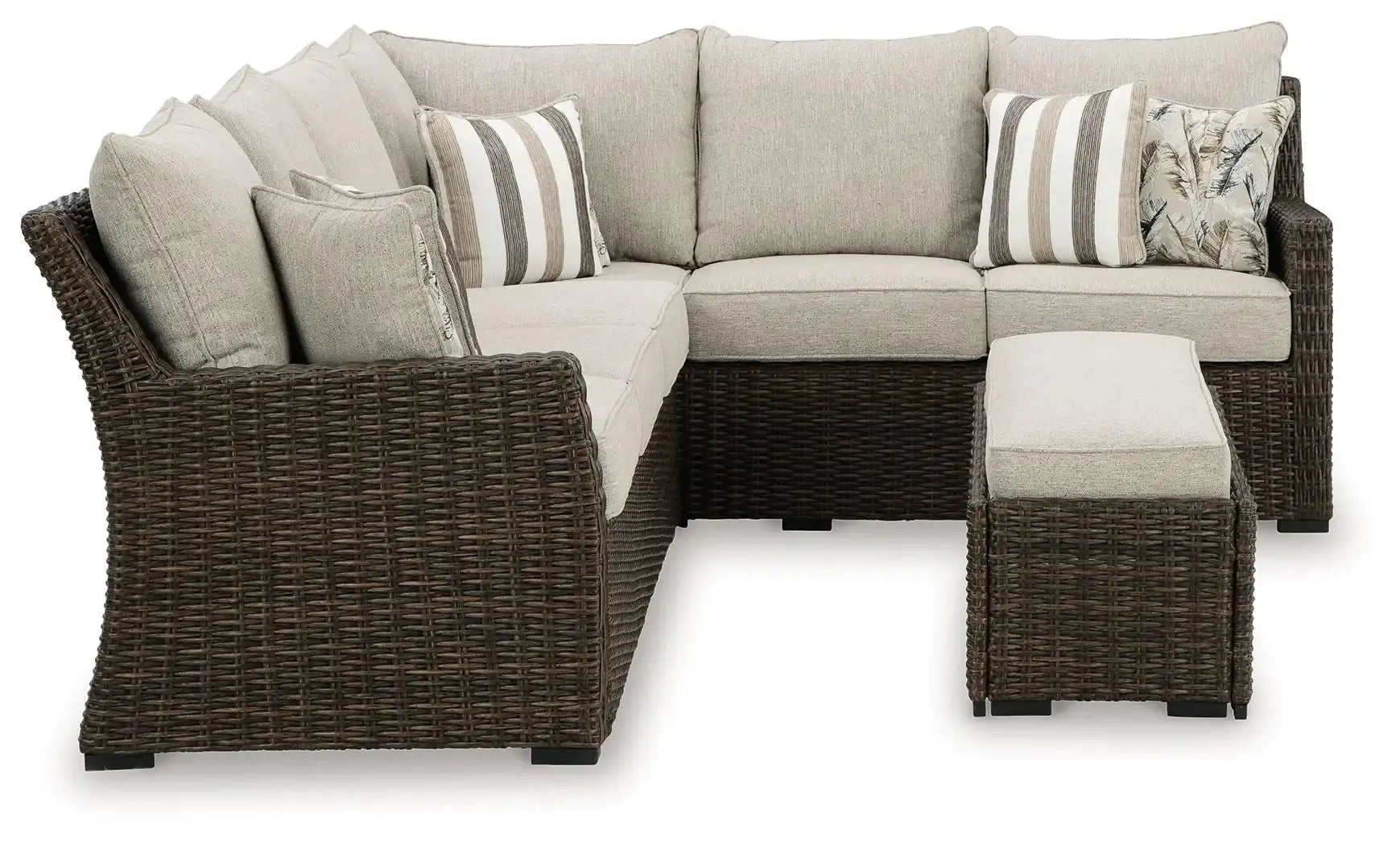 Brook Ranch - Sofa Sectional, Bench With Cushion (Set of 3) - Brown - Best Buy Furniture