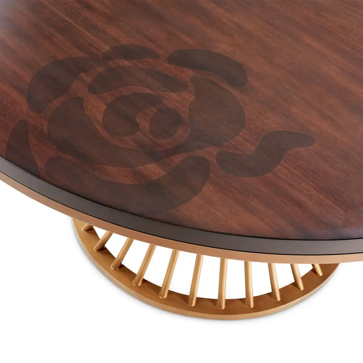 Camellia Field - Round Dining Table - Dark Brown / Gold - Best Buy Furniture