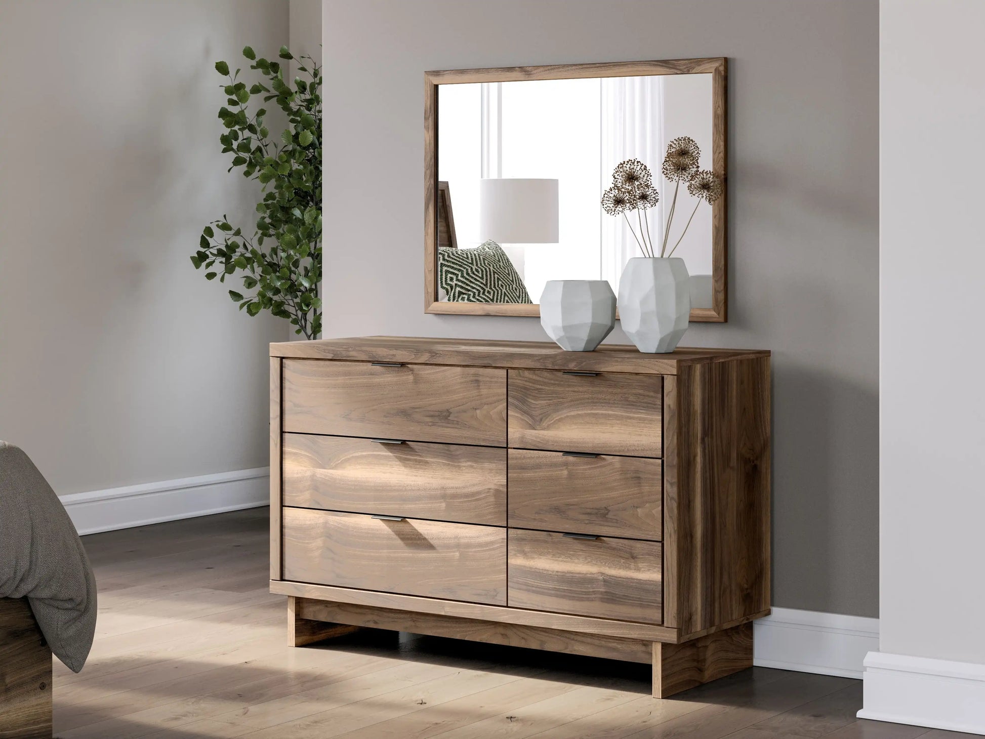 Chirason - Dresser And Mirror - Brown - Best Buy Furniture