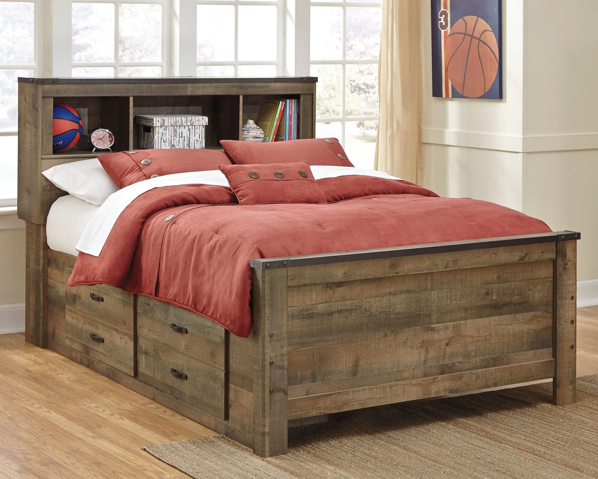 Trinell - Bookcase Storage Bed - Best Buy Furniture