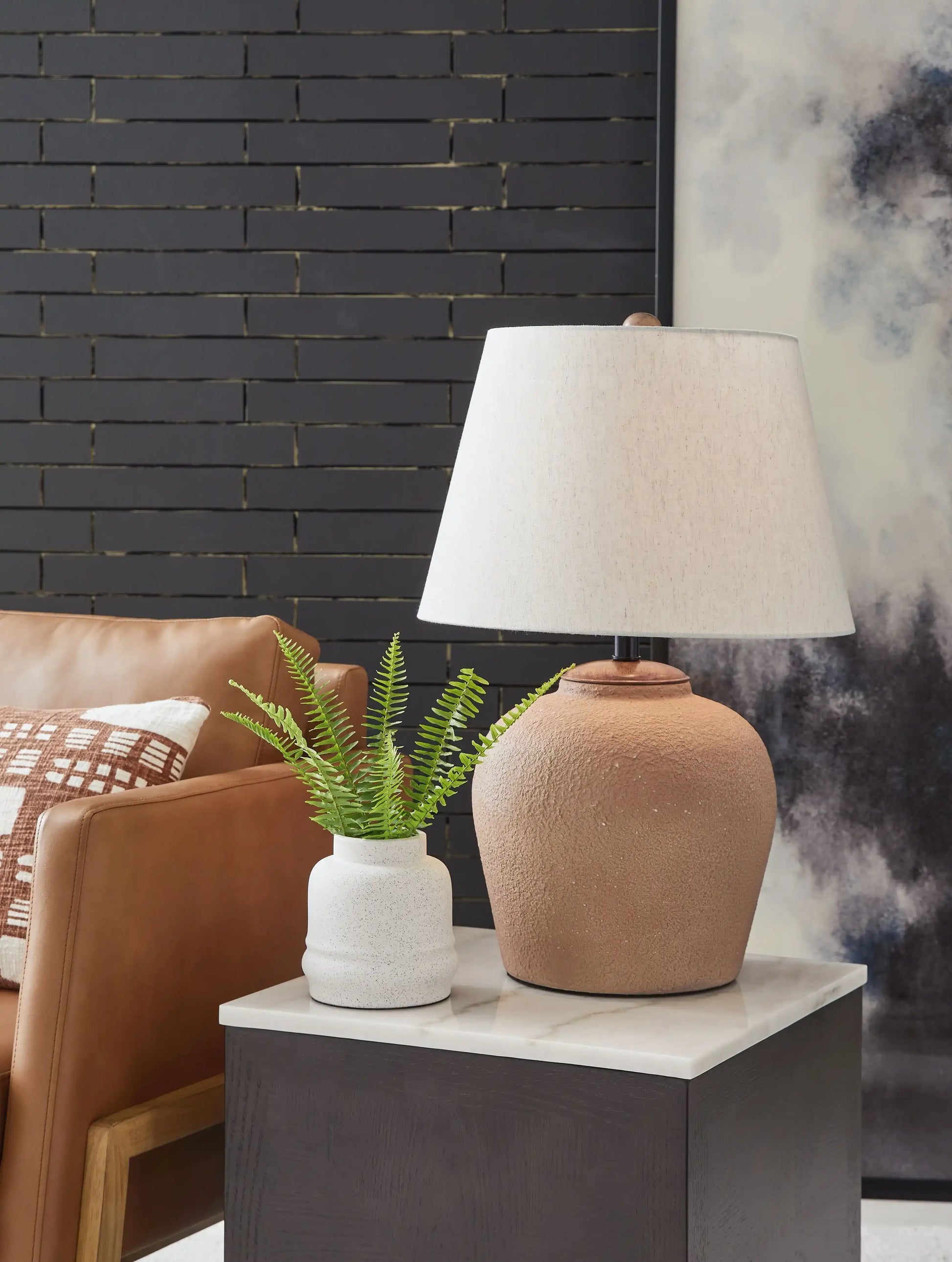 Scantor - Metal Table Lamp - Rust - Best Buy Furniture