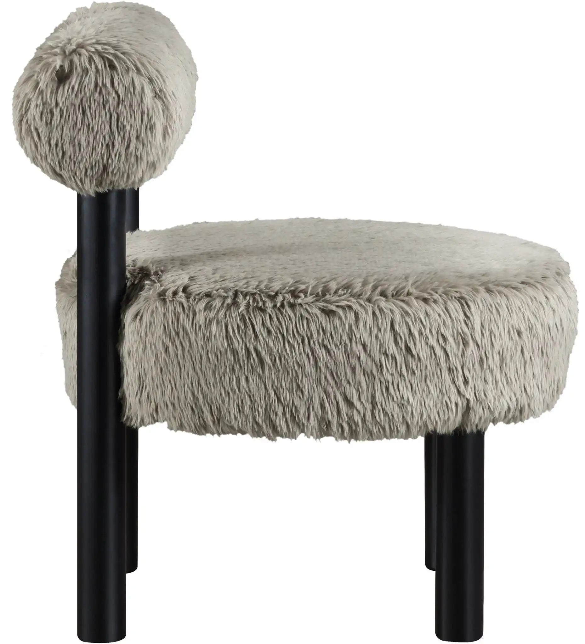 Ambre - Vegan Shearling Fabric Upholstered Accent Chair - Taupe