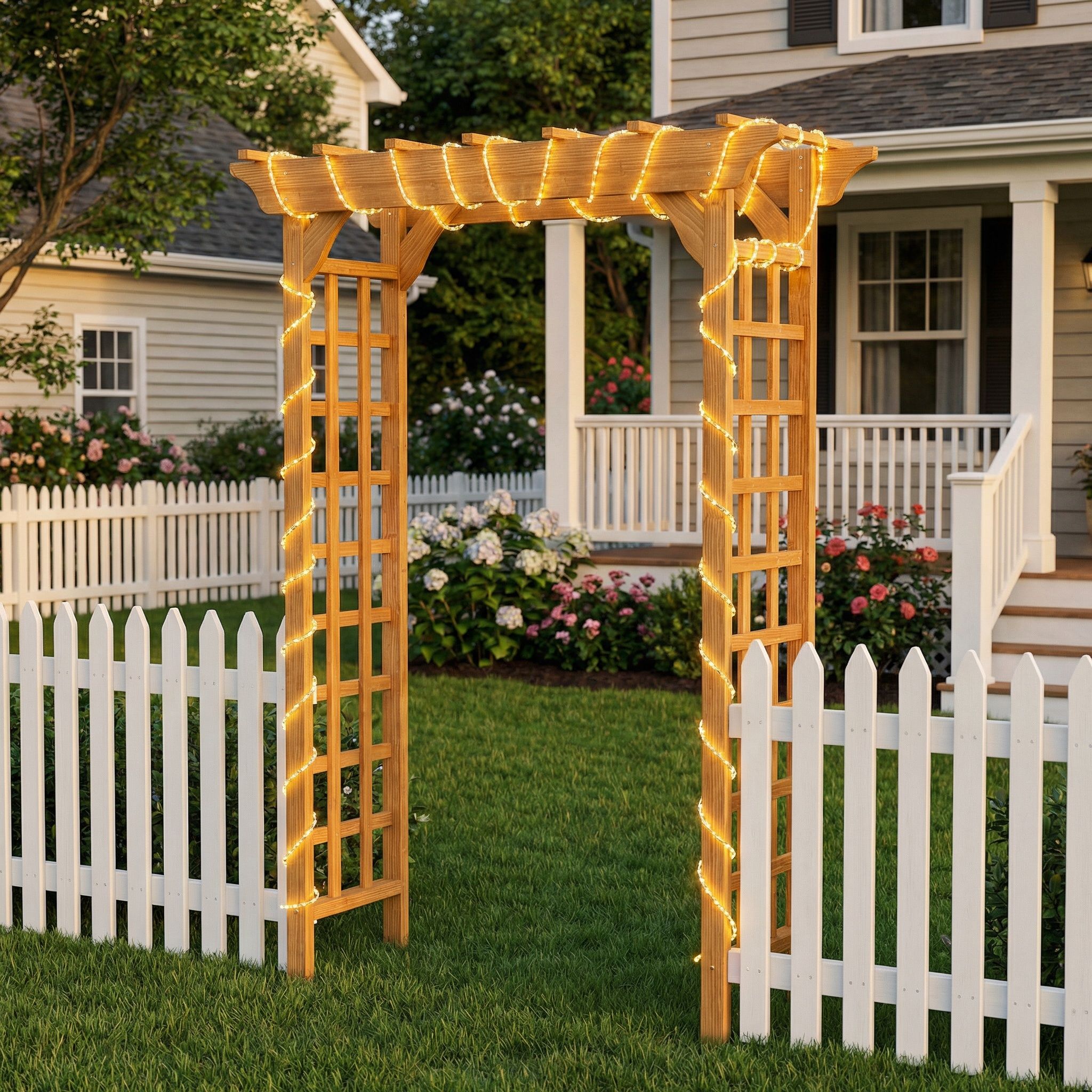 Arbor, Wedding Arch For Ceremony, Trellis For Plant Climbing, Christmas Decor Pergola For Garden Backyard - Yellow