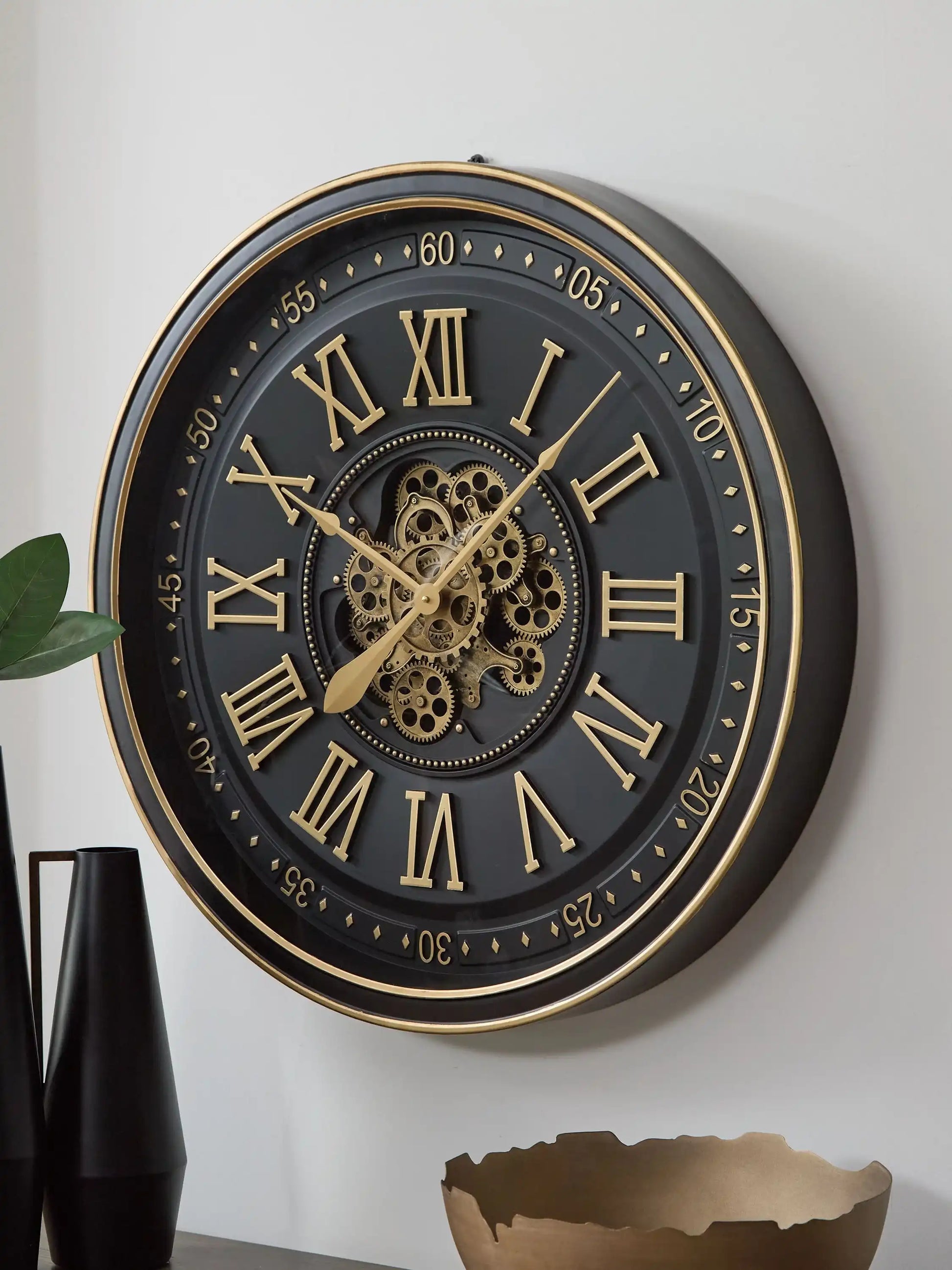 Dairton - Wall Clock - Black / Gold Finish - Best Buy Furniture