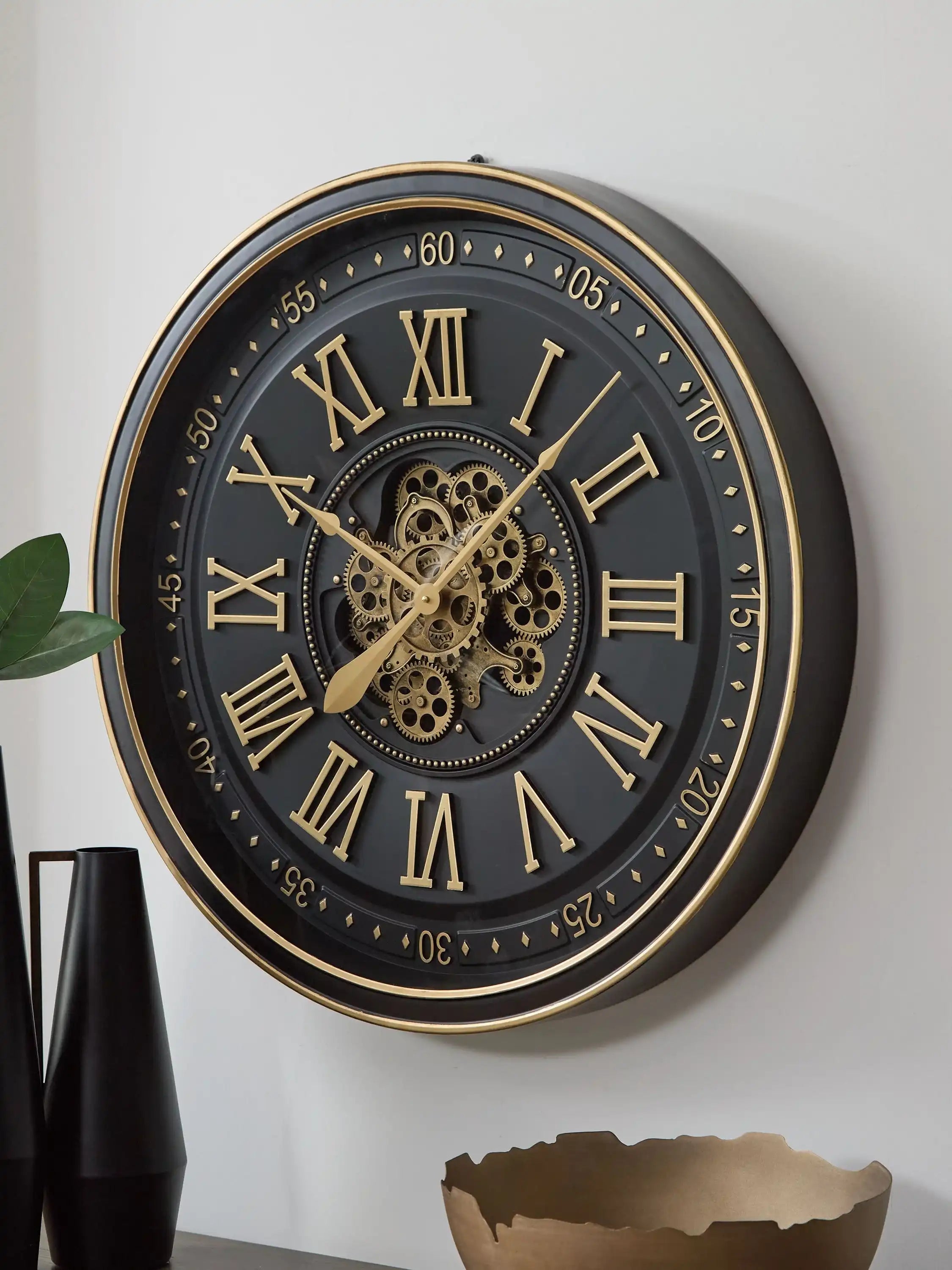 Dairton - Wall Clock - Black / Gold Finish - Best Buy Furniture