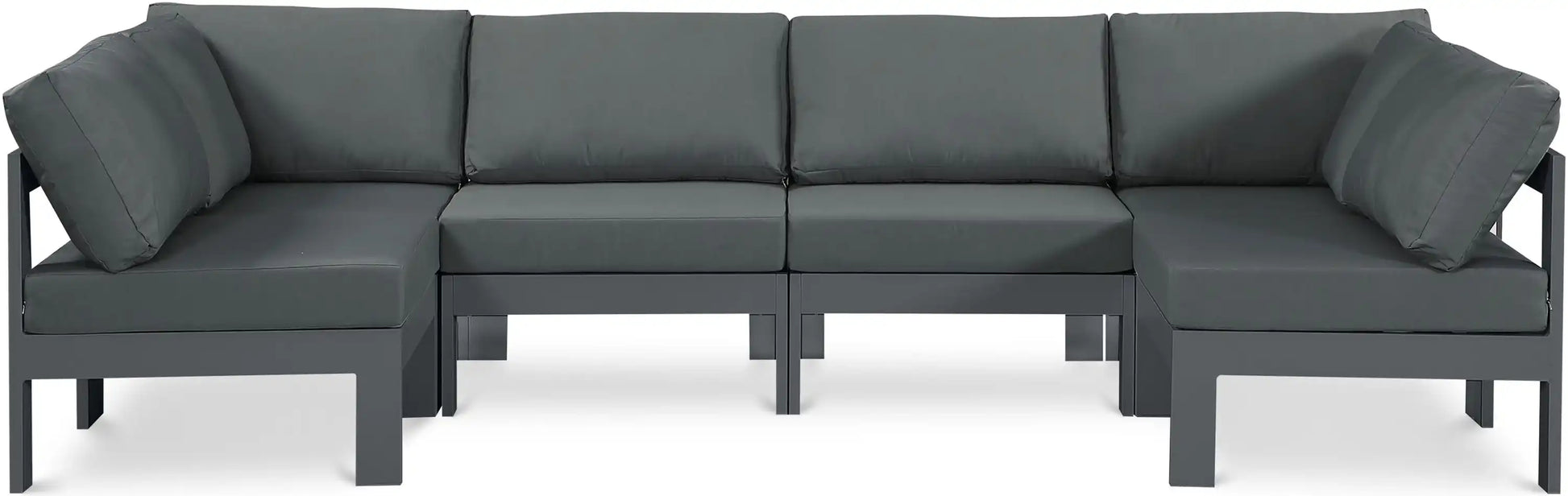 Nizuc - Outdoor Patio 6 Piece Modular Sectional With Gray Frame - Best Buy Furniture