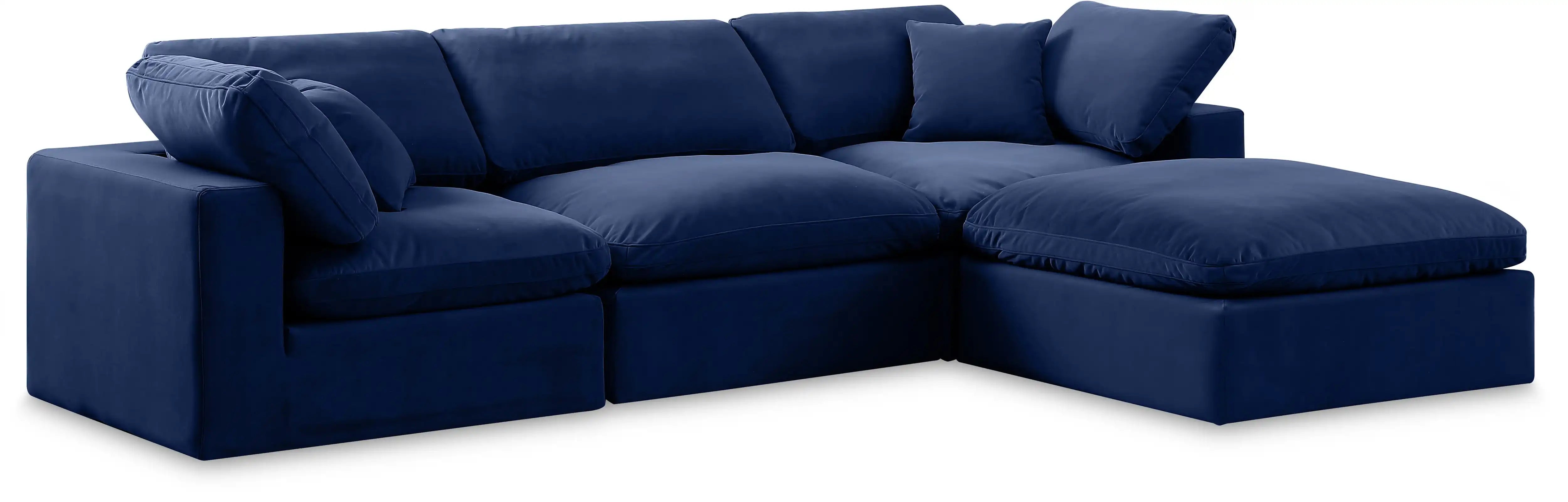 Comfy - 4 Piece Velvet Modular Sectional With Chaise - Best Buy Furniture