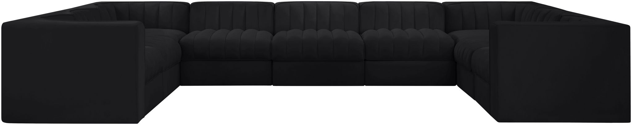 Rummi - Velvet Performance Fabric Upholstered 9 Piece Modular Sectional