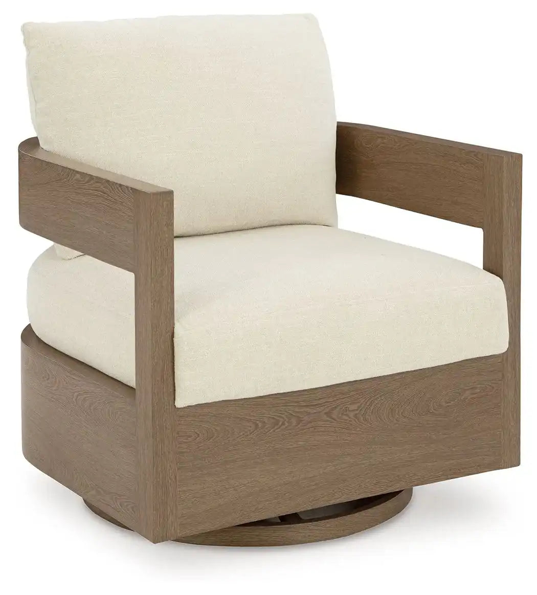 Serene Bay - Swivel Glider Chair With Cushion - Dark Brown / White - Best Buy Furniture