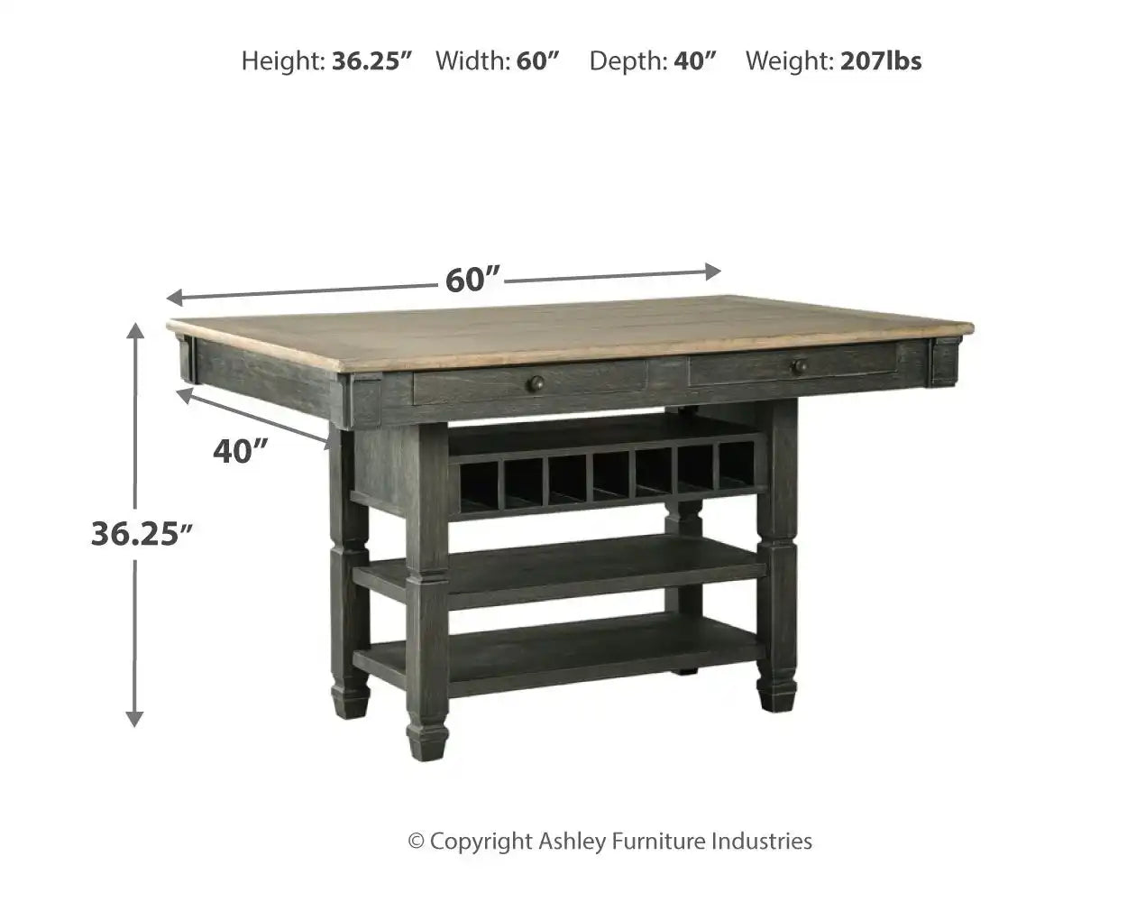 Tyler Creek - Rectangular Dining Room Counter Table - Black / Gray - Best Buy Furniture