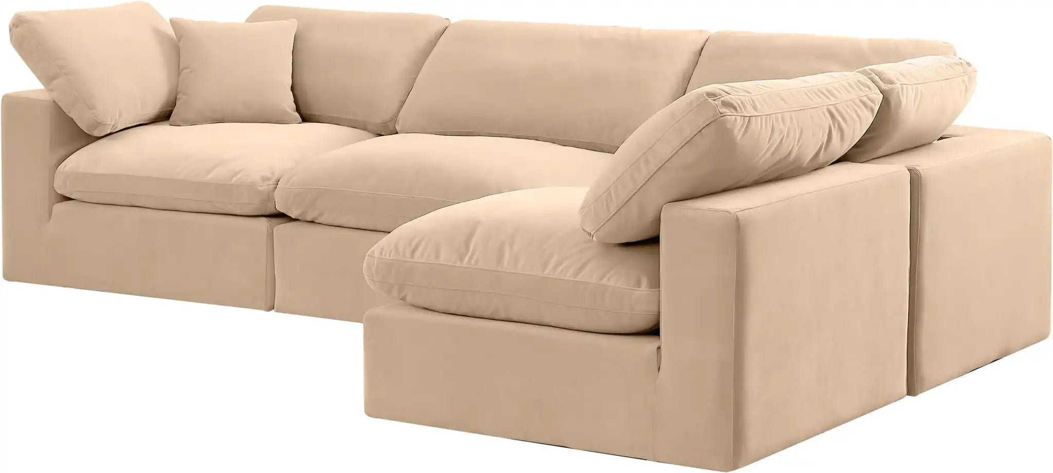 Comfy - 4 Piece Velvet Modular Armless Sectional