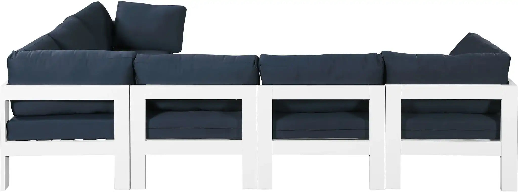 Nizuc - Outdoor Patio 6 Piece Modular Sectional With White Frame