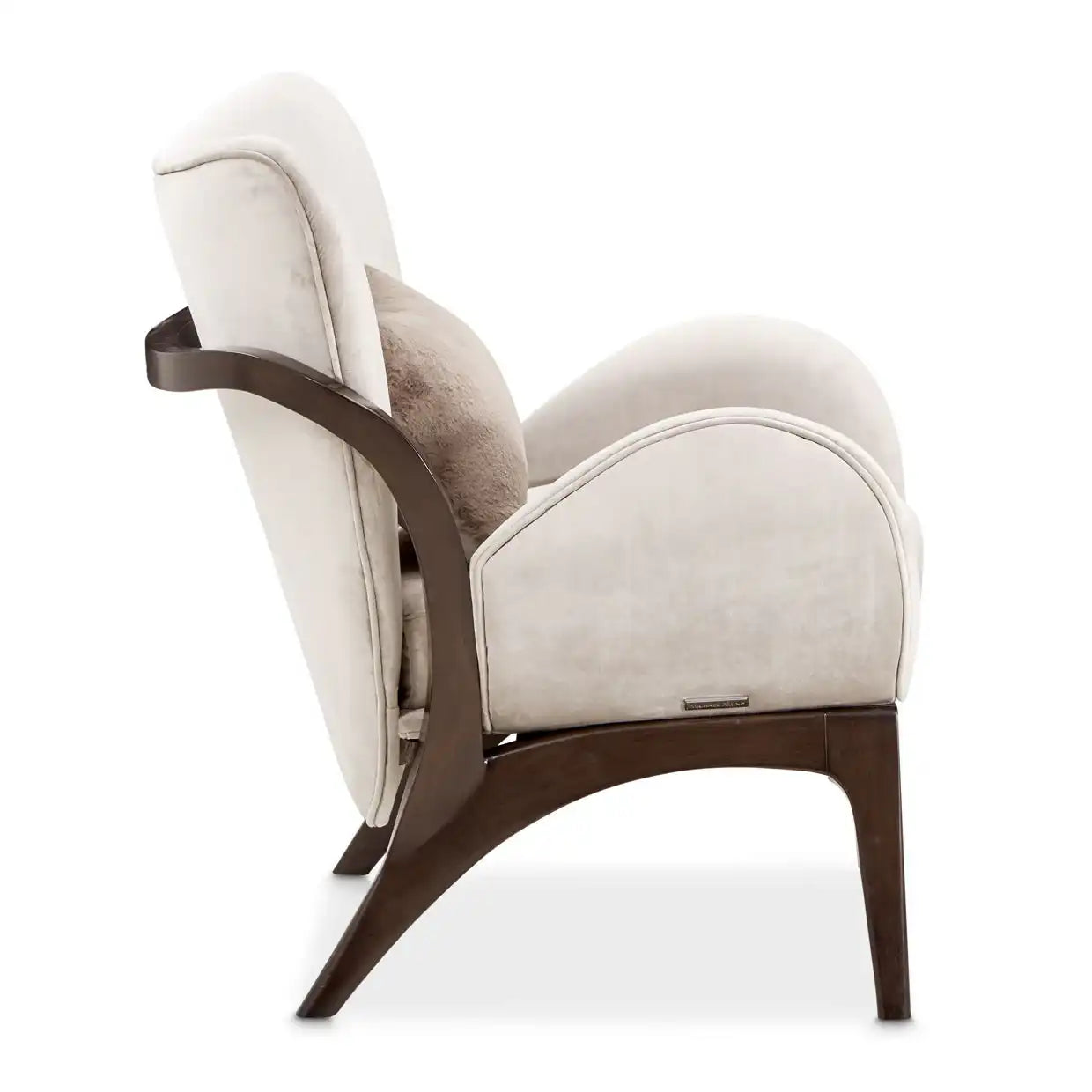 Camellia Field - Velvet Accent Chair - Beige / Dark Brown - Best Buy Furniture