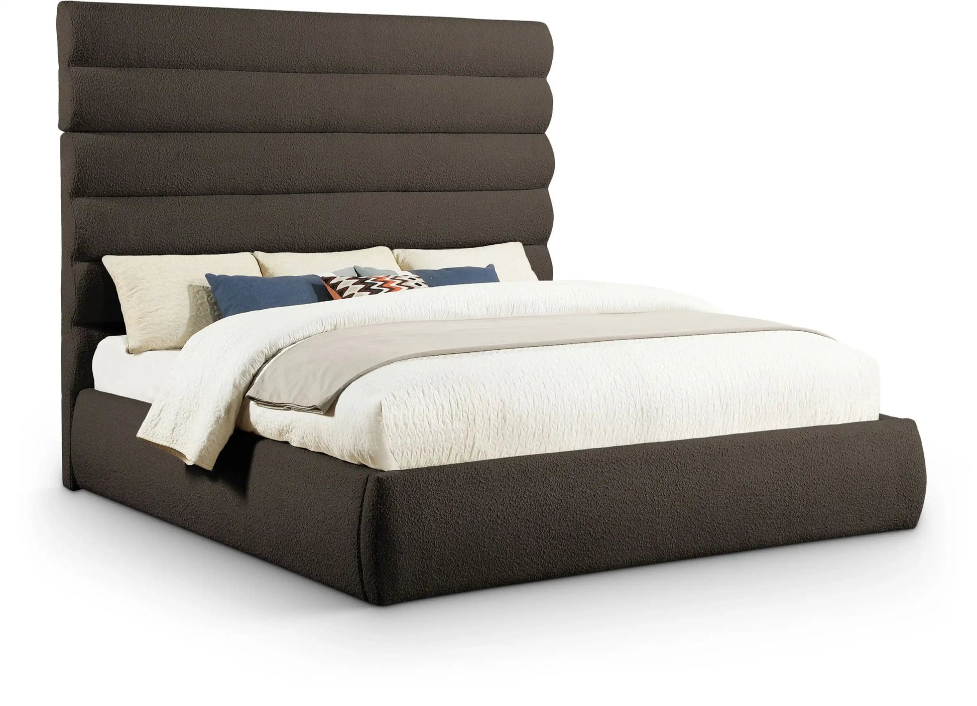 Adam - Boucle Fabric Bed With 70.5" Headboard - Best Buy Furniture