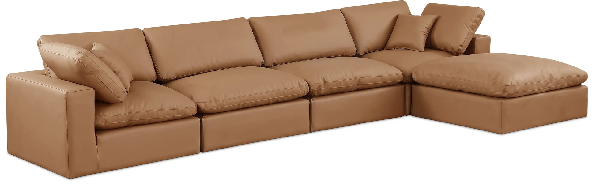 Comfy - 5 Piece Faux Leather Modular Sectional With Chaise - Best Buy Furniture