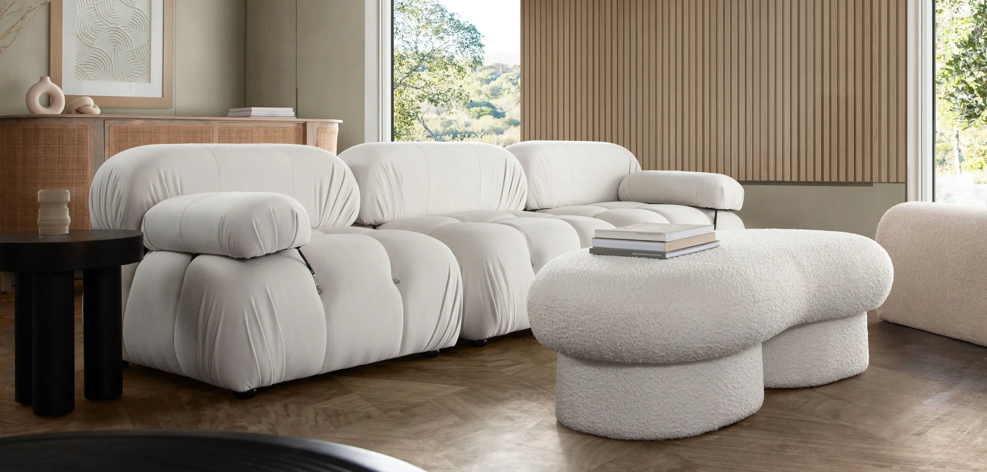Paloma 3 Piece Modular Sofa – Light Cream Velvet - Best Buy Furniture