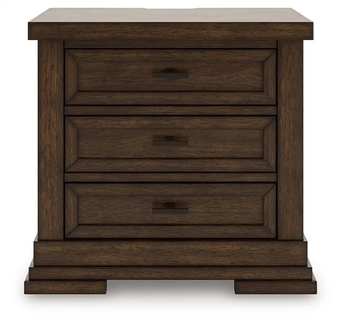 Taffenbrook - Three Drawer Night Stand - Medium Brown - Best Buy Furniture