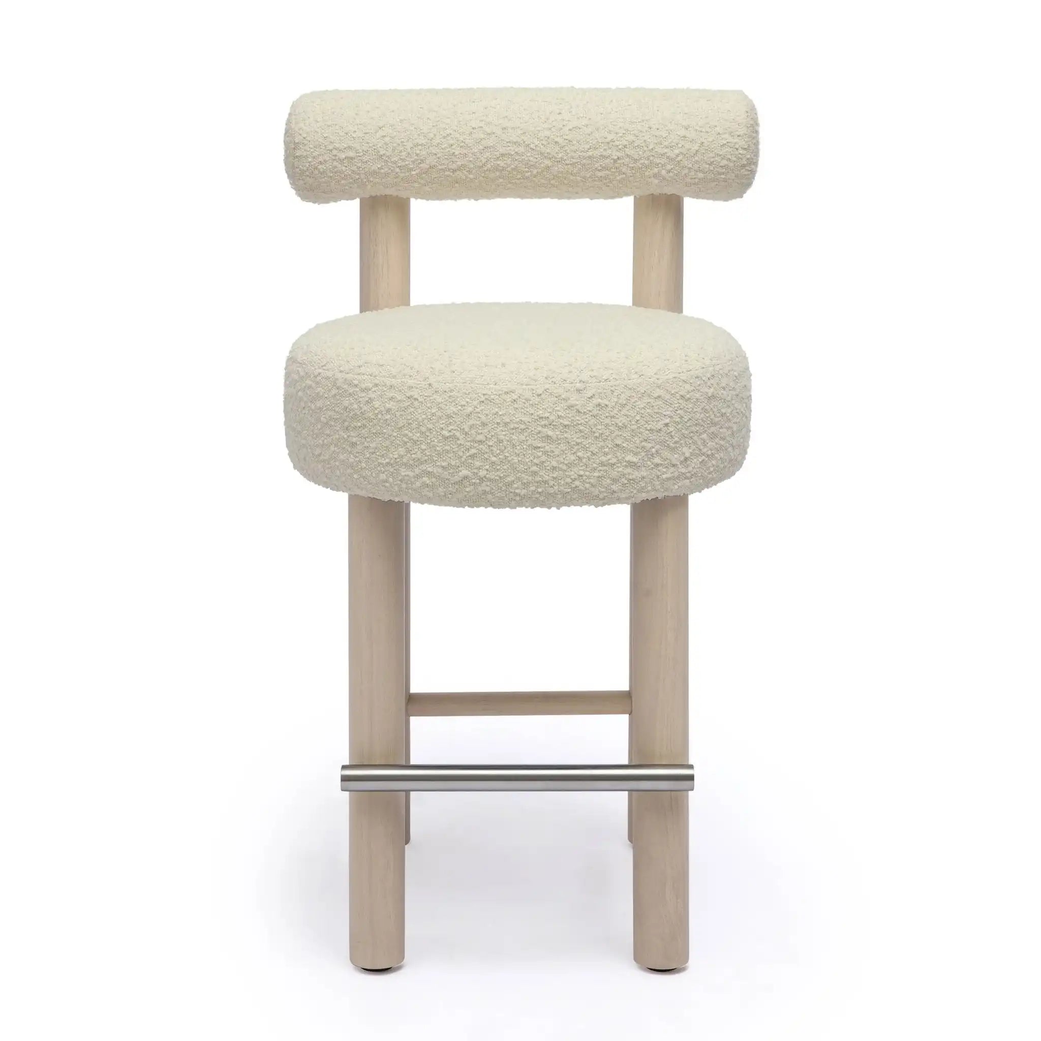 Carmel - Boucle and Solid Wood Counter Stool