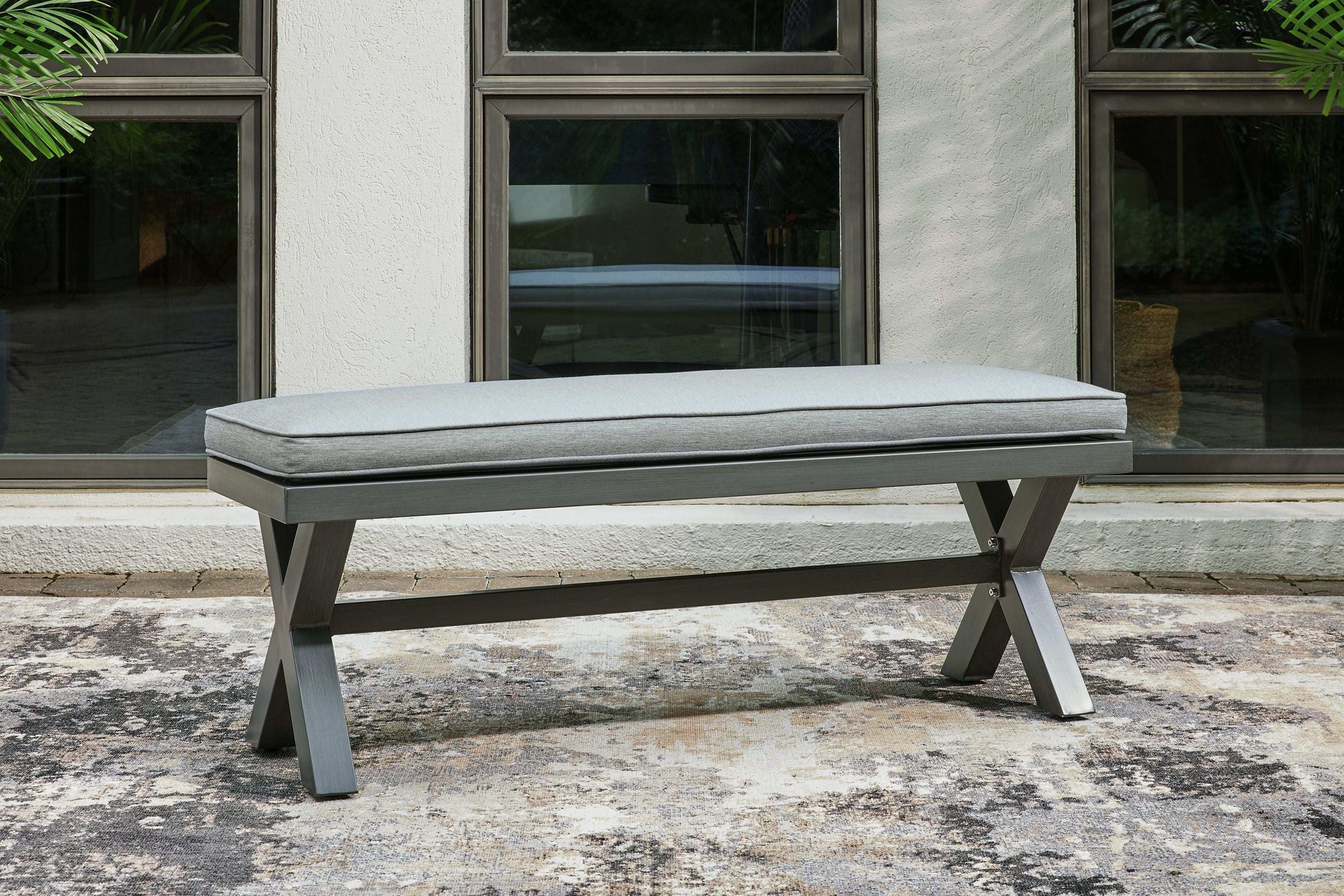 Elite Park - Bench With Cushion - Gray - Best Buy Furniture