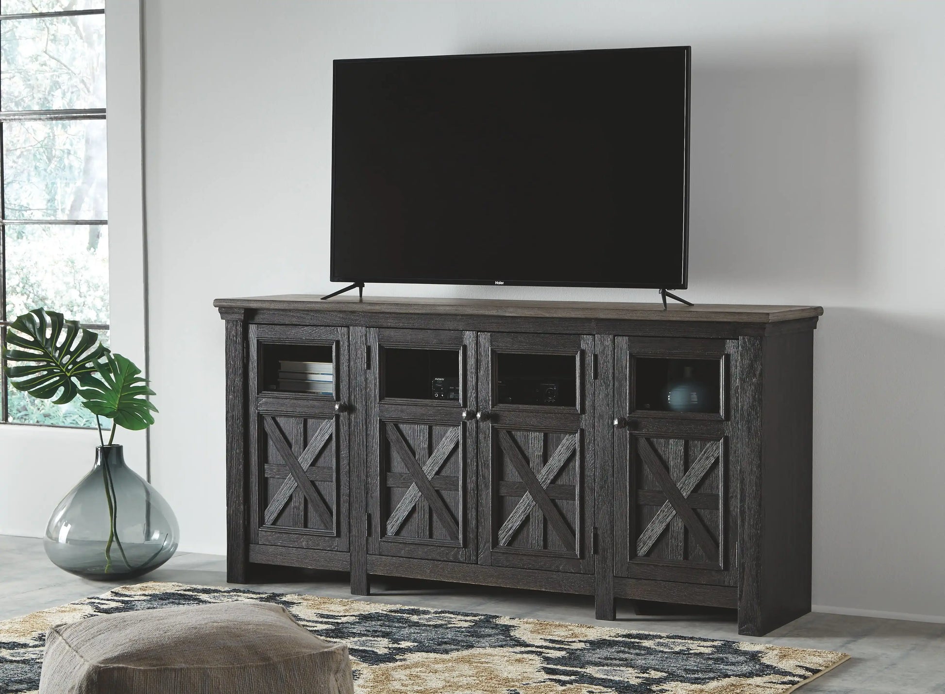 Tyler Creek - Extra Large TV Stand - Black / Gray - Best Buy Furniture