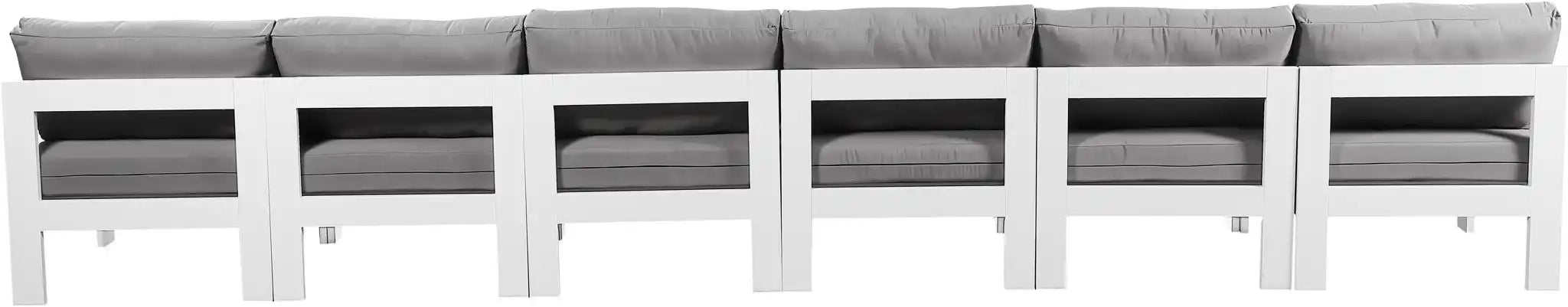 Nizuc - Outdoor Patio 6 Seat Armless Modular Sofa With White Frame