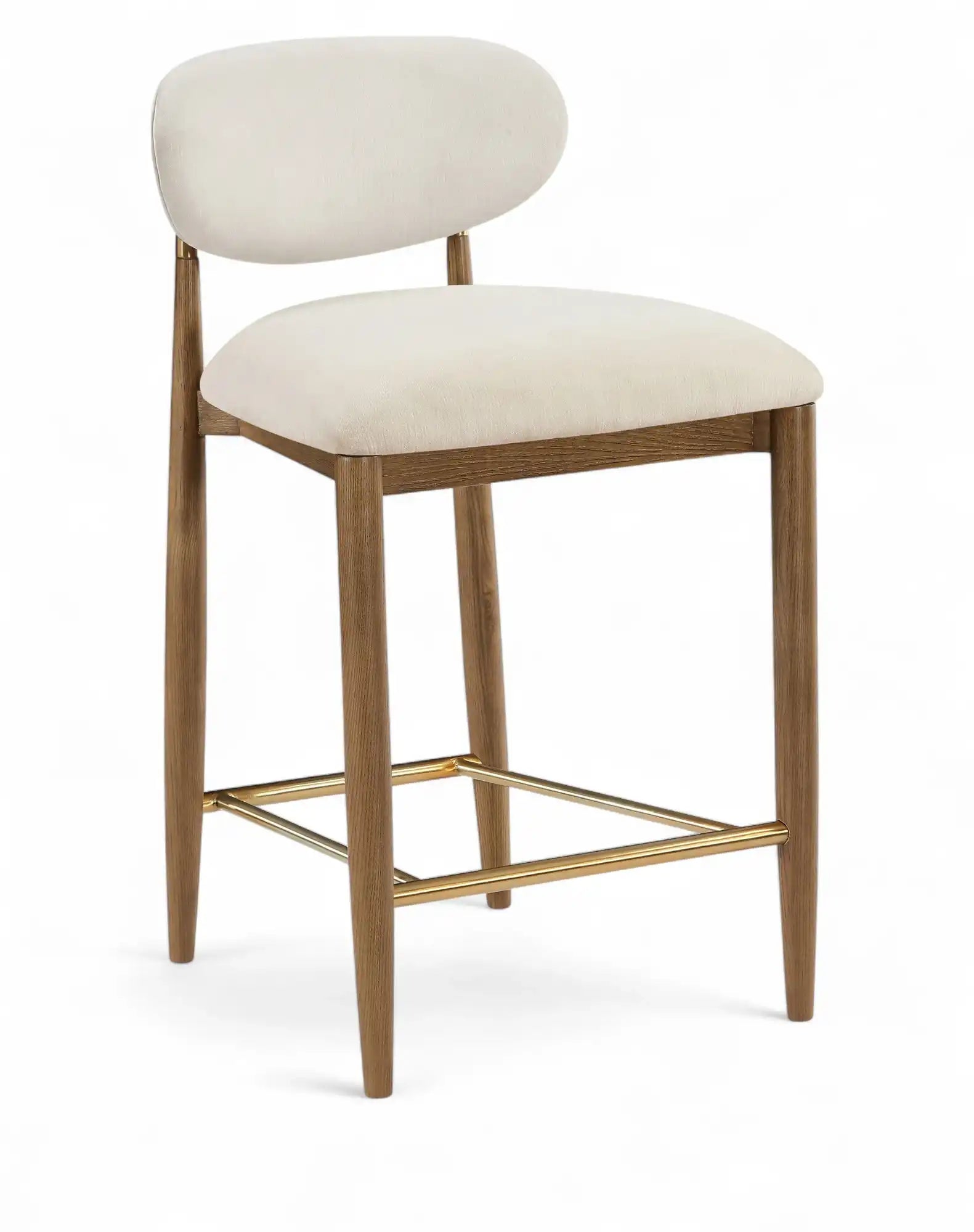 Riccio - Fabric Stool - Walnut Frame - Best Buy Furniture