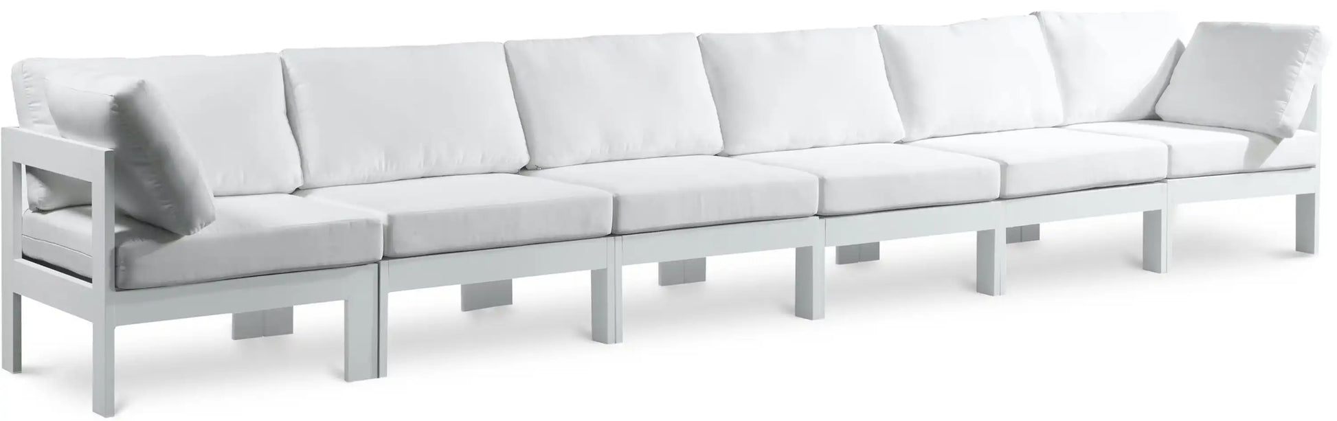Nizuc - Outdoor Patio 6 Seat Modular Sofa With White Frame - Best Buy Furniture