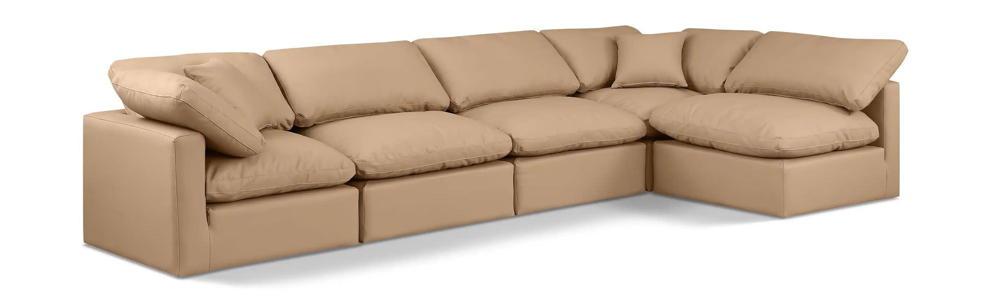 Indulge - Faux Leather 5 Piece Modular Sectional - Tan - Best Buy Furniture