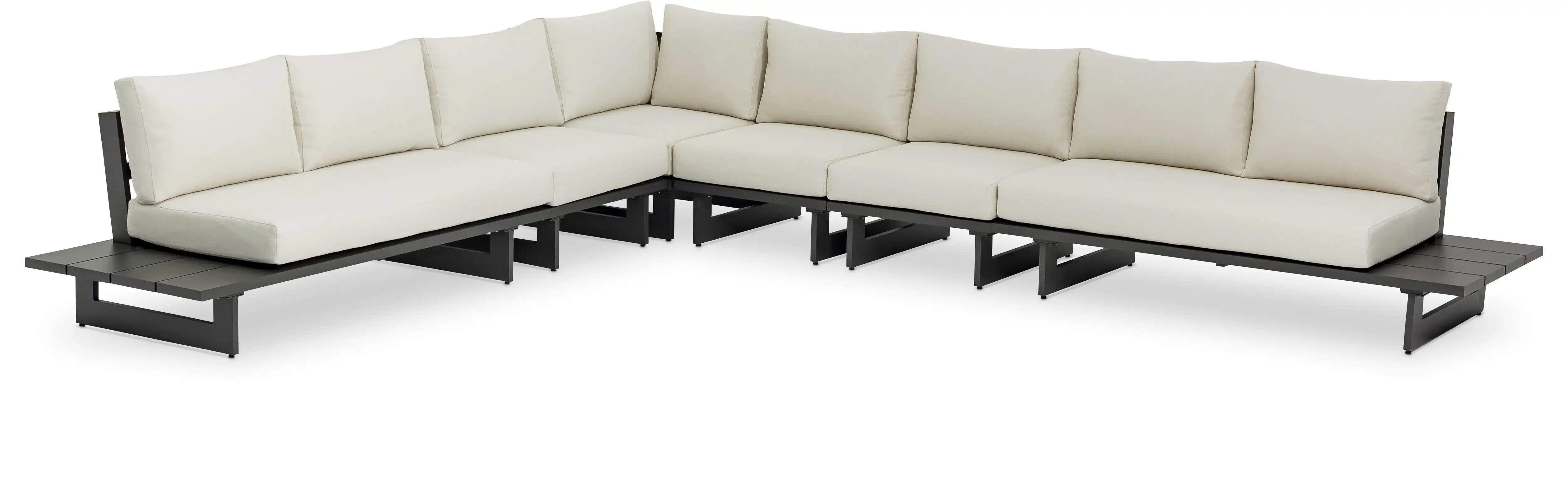 Maldives - 6 Piece Water Resistant Outdoor Patio Modular Sectional With Gray Base - Best Buy Furniture