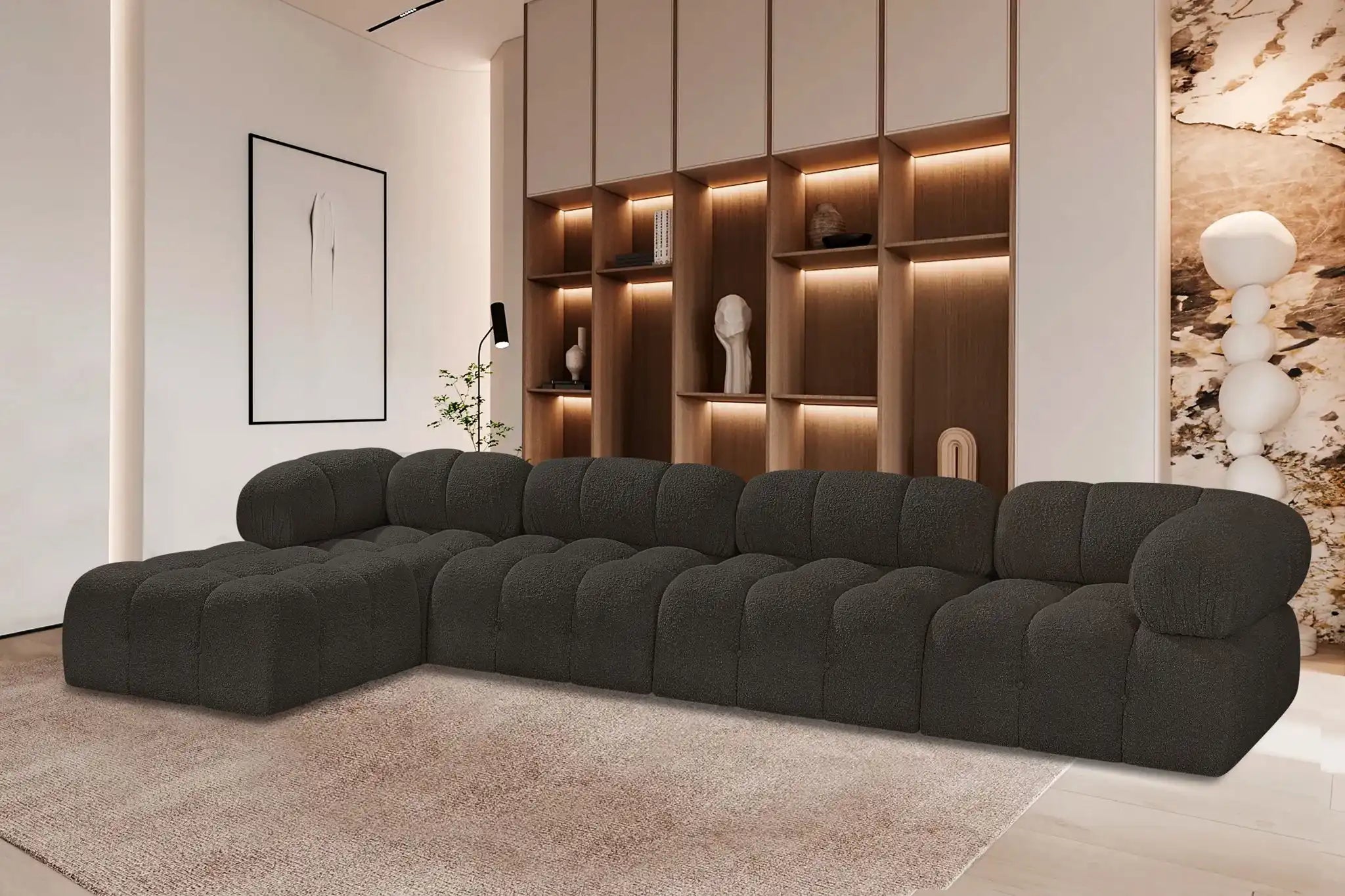 Ames - 5 Piece Fabric Modular Sectional