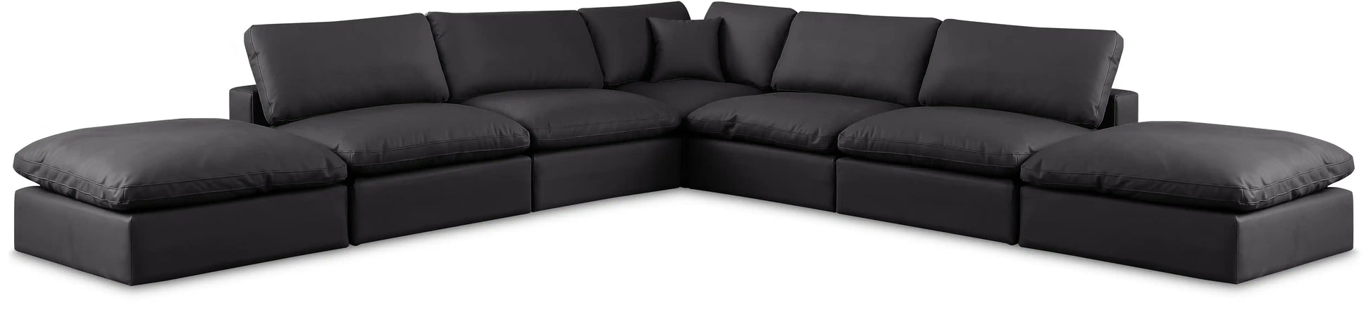 Comfy - 7 Piece Faux Leather Modular Corner Sectional - Best Buy Furniture